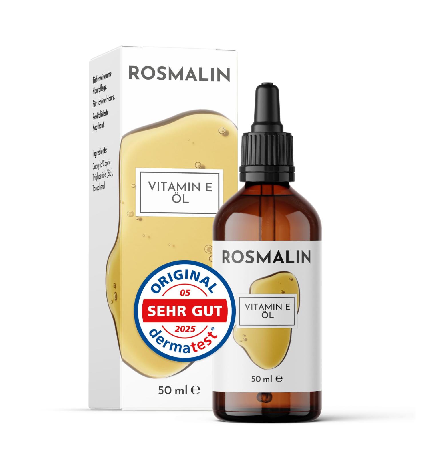 Huile de vitamine E bio pour cosm tiques - Anti-rides anti- ge - Pour le visage les cheveux et le cuir chevelu - Fabriqu e en Allemagne - Traitement nourrissant pour cuir chevelu - 50 ml - Buy Online on GoSupps.com