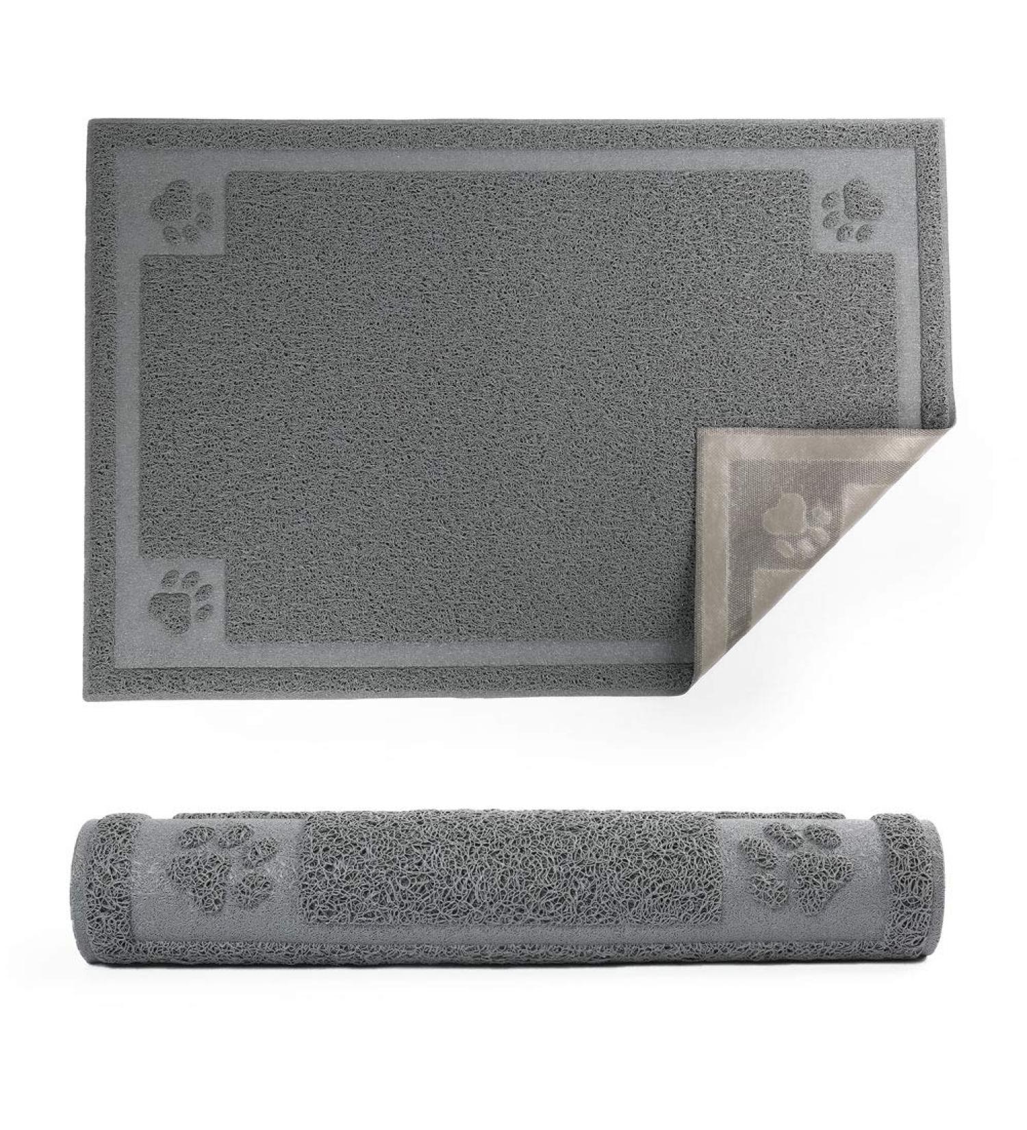 PrimePets Waterproof Dog Food Mat XL - Non Slip Grey Pet Feeding Mat for Water Bowls - Cat Litter Mat - 35 x 24 inches - Buy Online on GoSupps.com