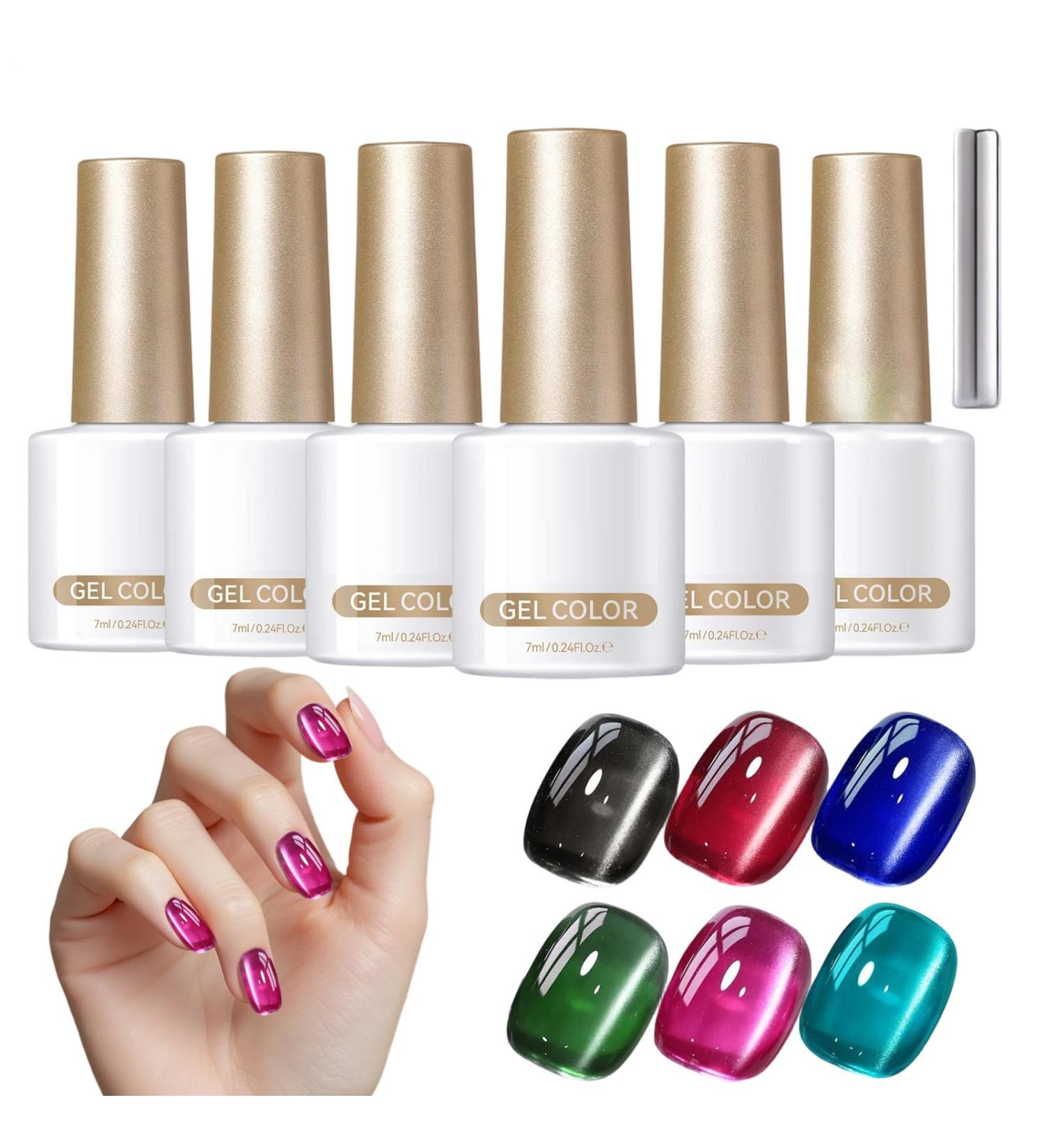  demaxiyad Gel Polish - Magnetic Gel 6 Colors for French Tip Manicure | Sculpting Polish for Manicure - for Autumn Halloween Christmas Makeup Parties Holidays Weddings - Buy Online on GoSupps.com