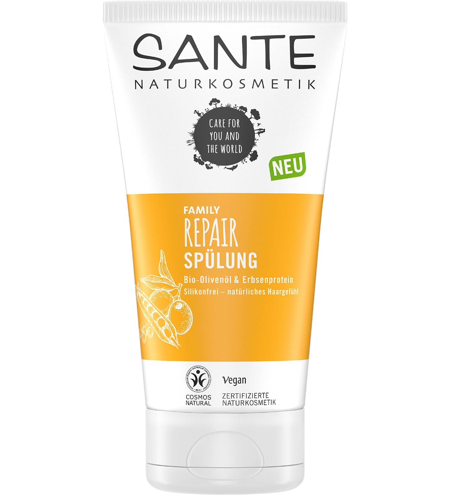 Sante Natural Cosmetics Conditioner for Stressed & Damaged Hair - Vegan Organic Olive Oil & Pea Protein - Repair Rinse 150ml (1 Pack) - Buy Online on GoSupps.com