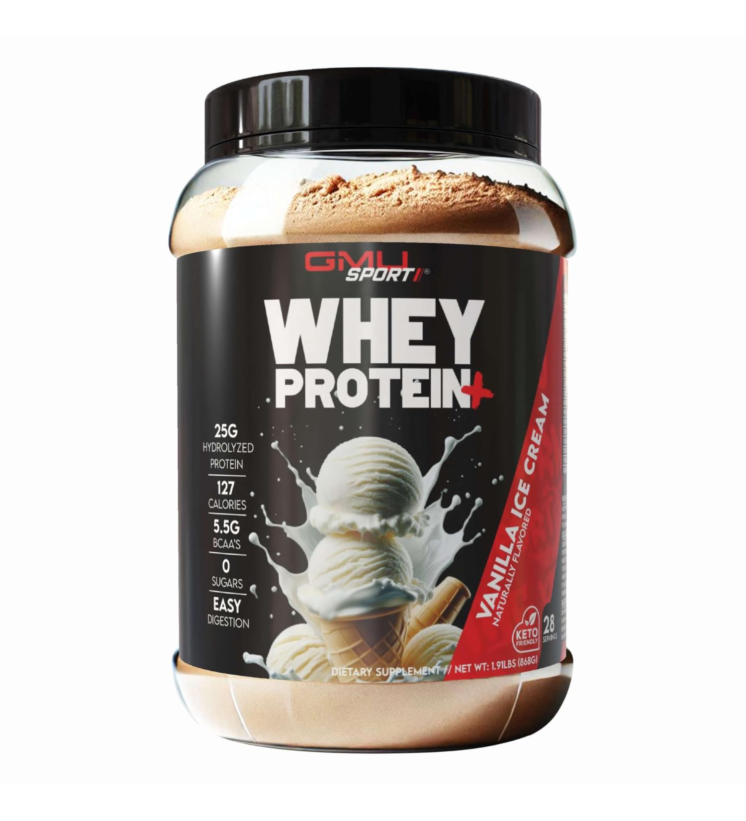 GMU SPORT Whey Protein Powder+ Concentrate 2lb | 25g Protein for Muscle Growth & Recovery | Delicious Flavor Easy to Mix | Non-GMO Gluten-Free |28 Servings Vanilla Protein Supplement - Buy Online on GoSupps.com
