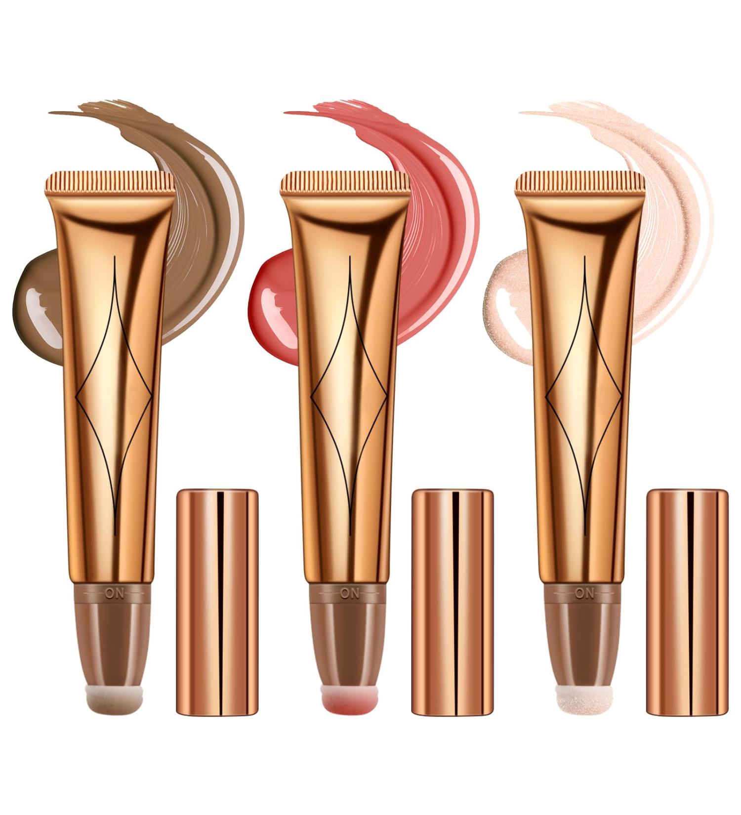  Nivofu Nivofu 3pcs Highlighter & Blush & Contour Beauty Wand Liquid Contour Stick with Applicator Face Blusher Smooth Concealer for Face Cheekbone Glow - Buy Online on GoSupps.com