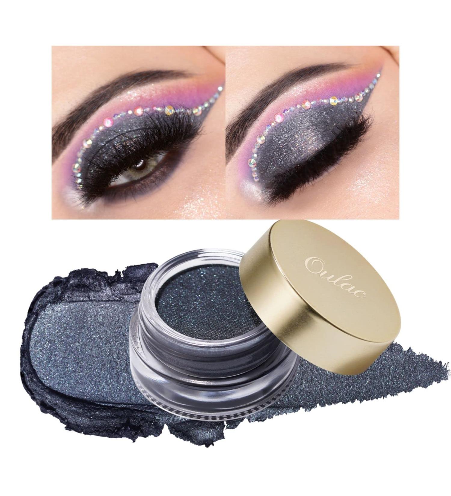 Oulac Shimmer Grey Cream Eyeshadow - Waterproof Glitter Eye Shadow - Moisturizing Formula - Easy to Blend - 0.42 oz - Total Eclipse (06) - Buy Online on GoSupps.com