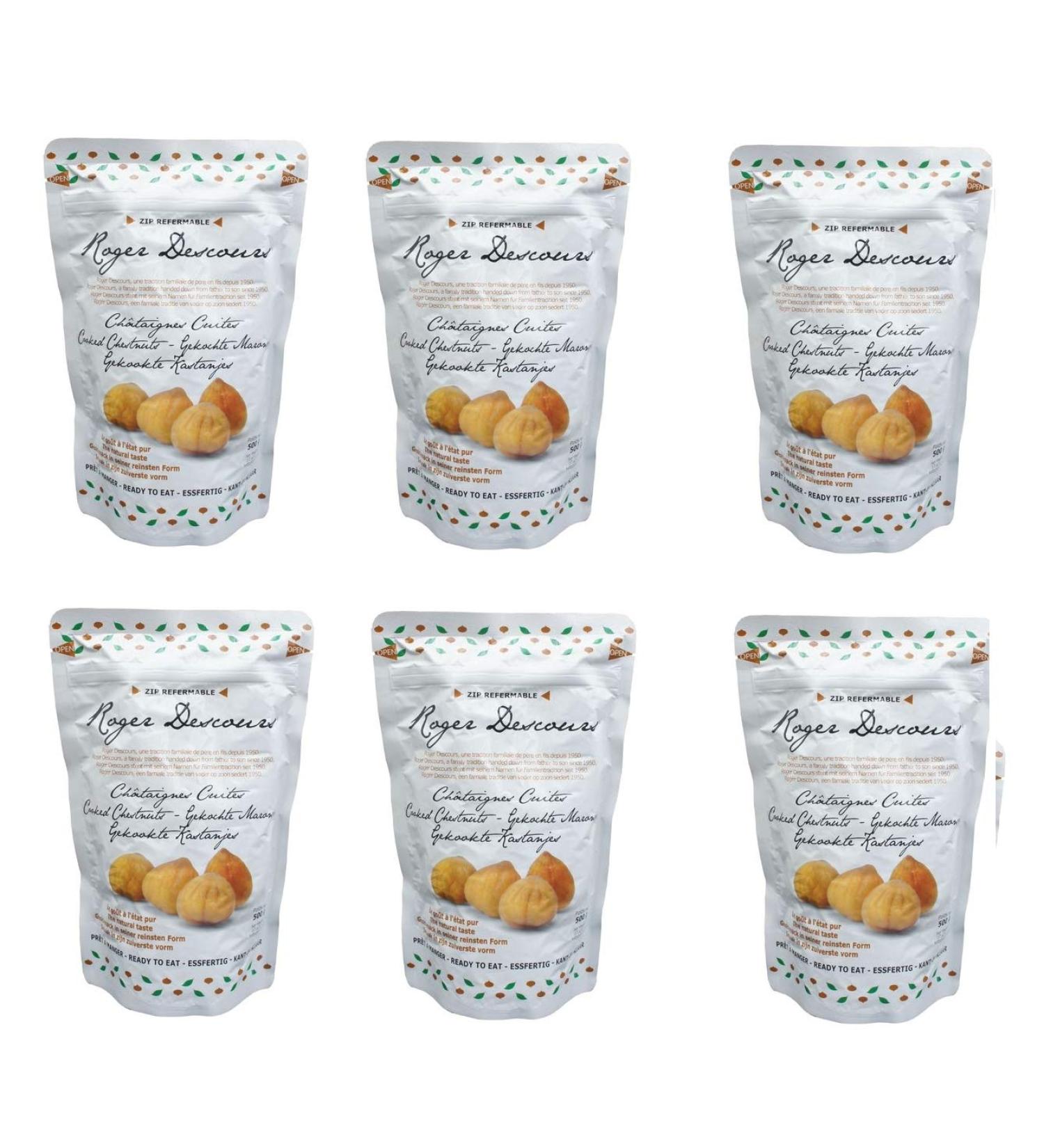 Pack of 6 Cooked Chestnuts - Sweet Chestnuts 6 X 500 grams peeled Without added salt 500 g (pack of 6)