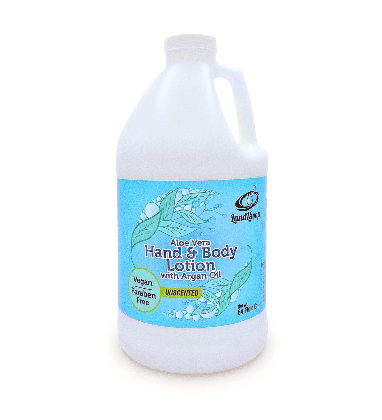 Unscented Aloe Vera Lotion with Argan Oil - Vegan Non-GMO Hand-Made Body Moisturizer (Half Gallon) - Made in USA - Buy Online on GoSupps.com