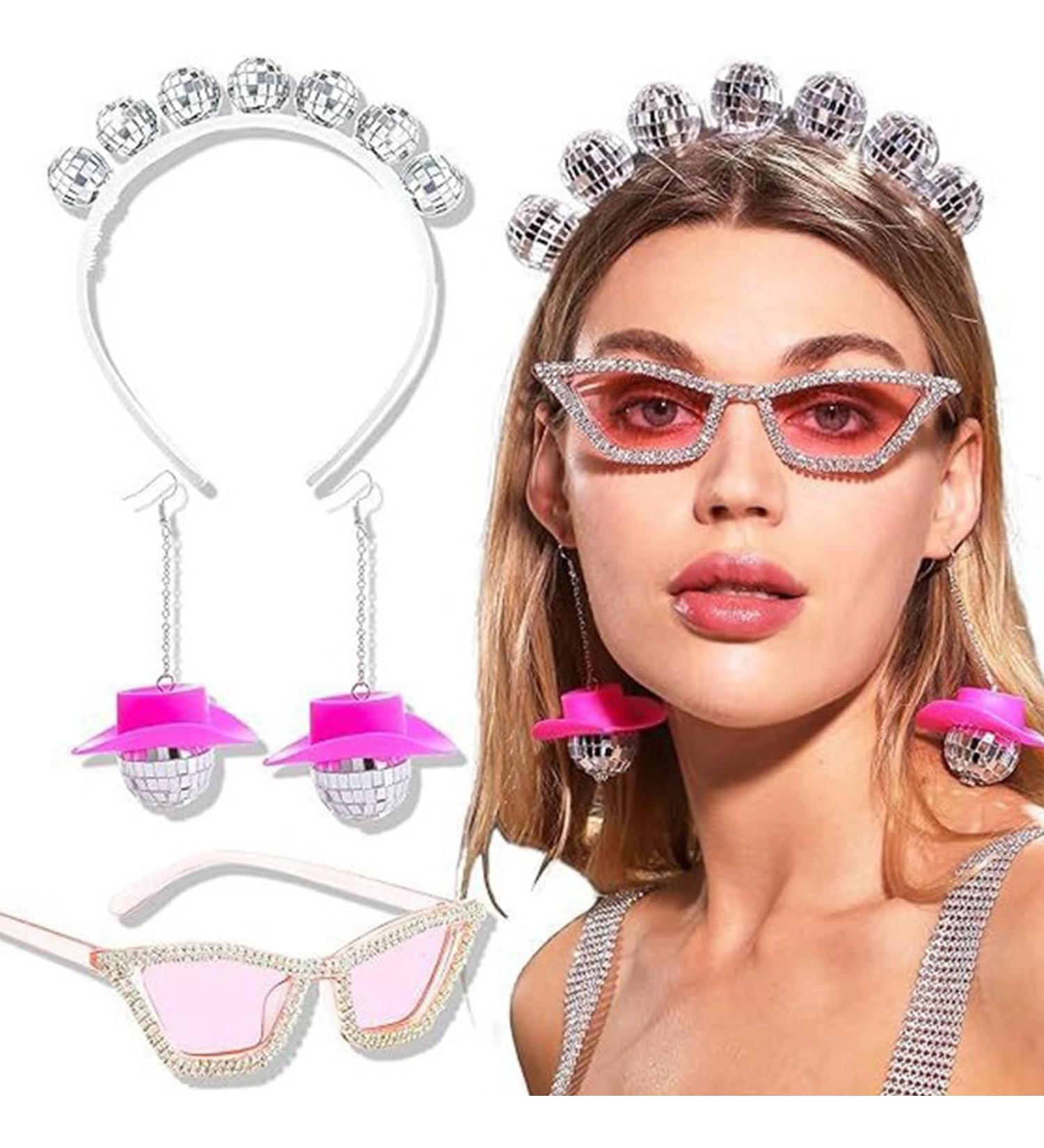 amangul Vintage Inspired 70s Disco Headband Sunglass Earrings Set Perfect for Parties and Dance Clubs - Buy Online on GoSupps.com