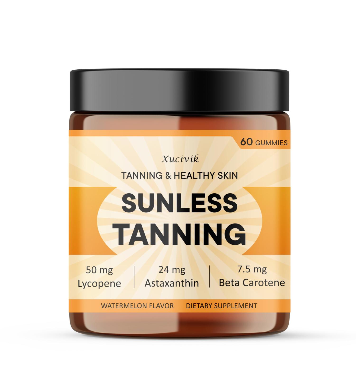 Xucivik Carotenoid Tanning Gummies for Women & Men Vegan Formula with Beta Carotene Astaxanthin & Lycopene for Natural Sunless Glow - Skin Health Supplement 60 Gummies - Buy Online on GoSupps.com