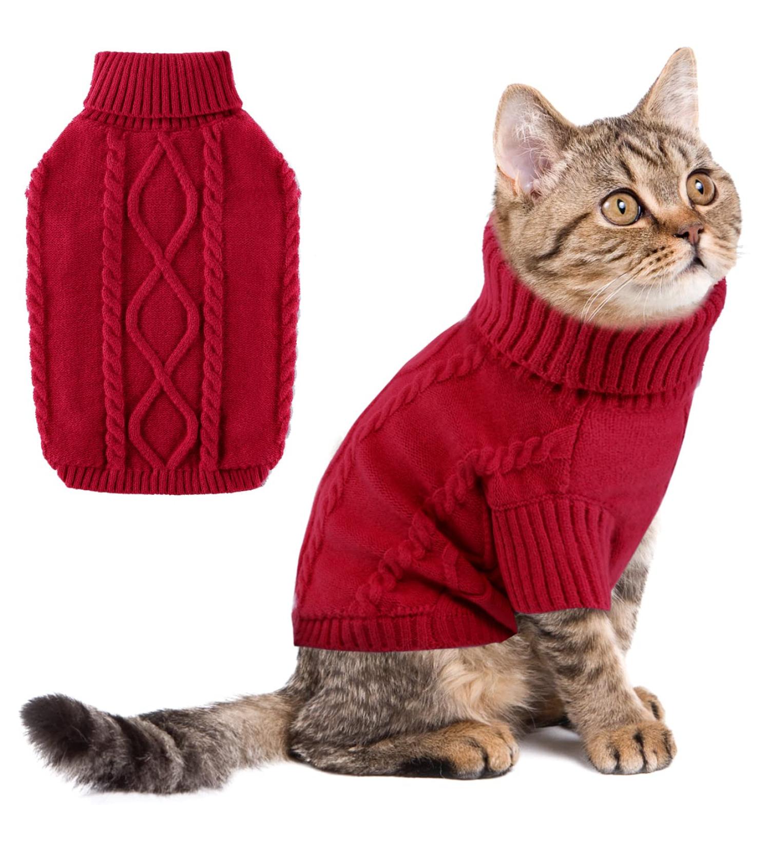 Cozy Knitted Dog Sweater - Warm Turtleneck Wool Coat for Small & Medium Pets | Winter Clothing for Chihuahua Bulldog & More - Buy Online on GoSupps.com