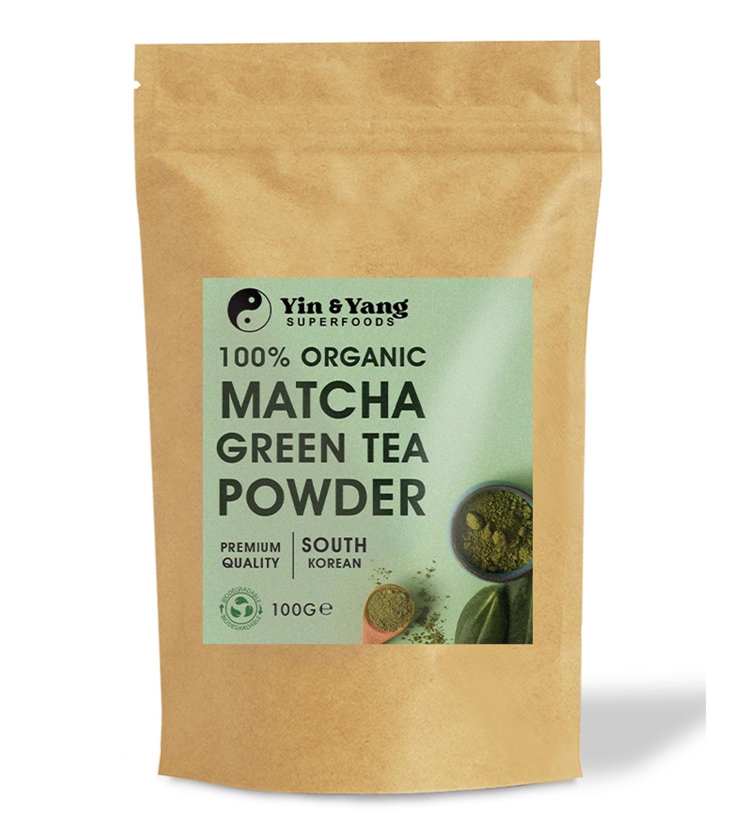 Organic Matcha Green Tea Powder - 100g (33 Servings). Culinary Grade Korean Matcha Premium Quality Natural Source of Energy High in Antioxidants Pesticide-Free Vegan. Yin & Yang Superfoods - Buy Online on GoSupps.com