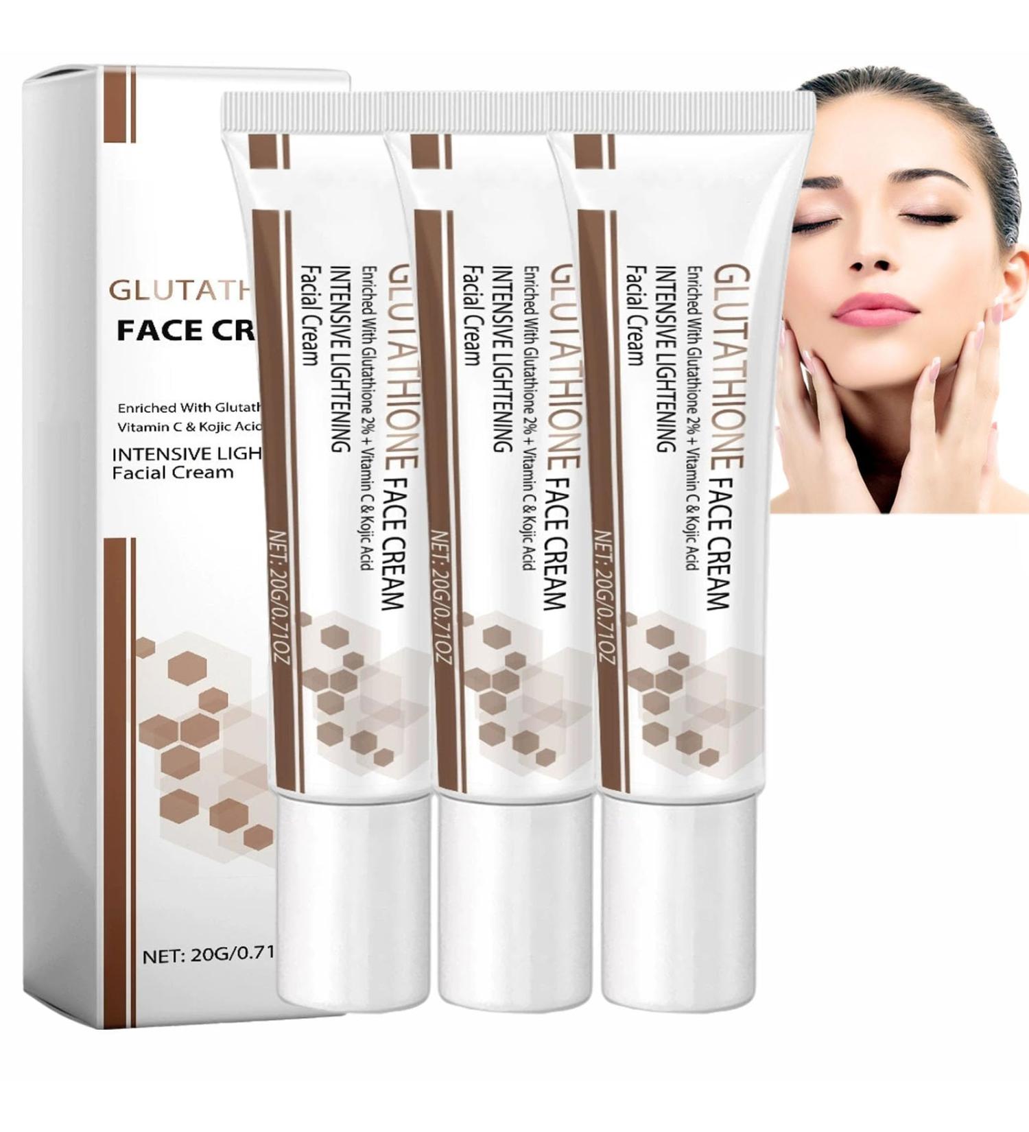  JASUBAI Glutathione lightening cream Anti-aging glutathione facial illuminating cream Whitening cream to fade dark spots Unifying and moisturizing cream (3 pcs) - Buy Online on GoSupps.com