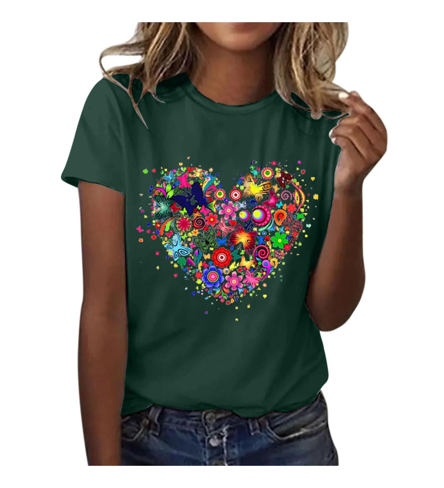 Shop Stylish Women's Summer T-Shirts | Oversize Cut-Out Floral Tops in Black White Green - Casual Cotton Tunics for All Occasions - Buy Online on GoSupps.com