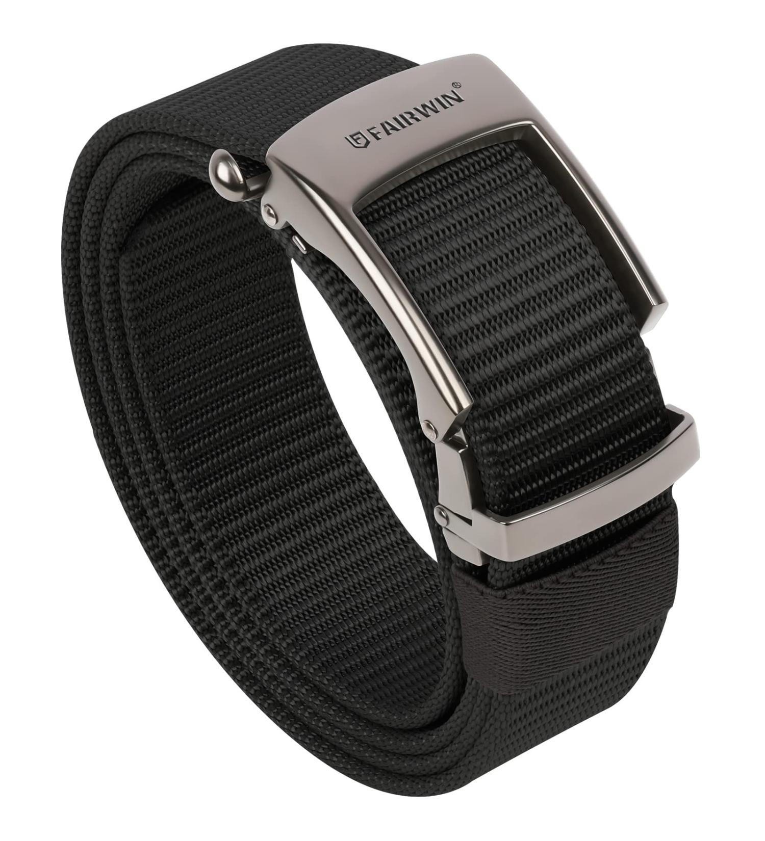 FAIRWIN Men's Casual Nylon Ratchet Belt - Black S (Waist 32-38) - Adjustable Golf & Dress Belt for Jeans and Shorts - Buy Online on GoSupps.com