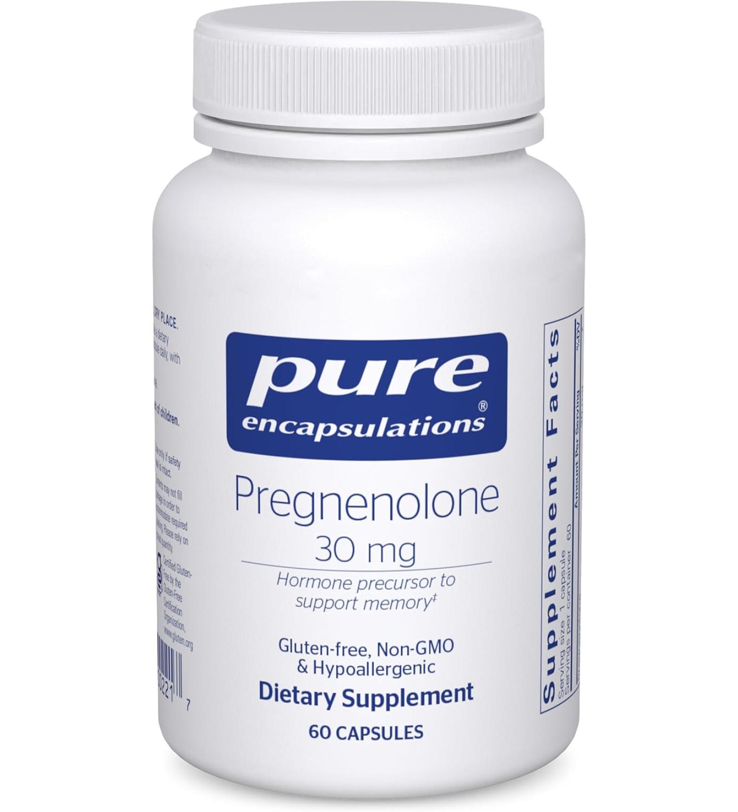 Pure Encapsulations Pregnenolone - 30 mg - Hormone Support - Memory Support & Brain Supplement  - 60 Vegan Capsules - Buy Online on GoSupps.com
