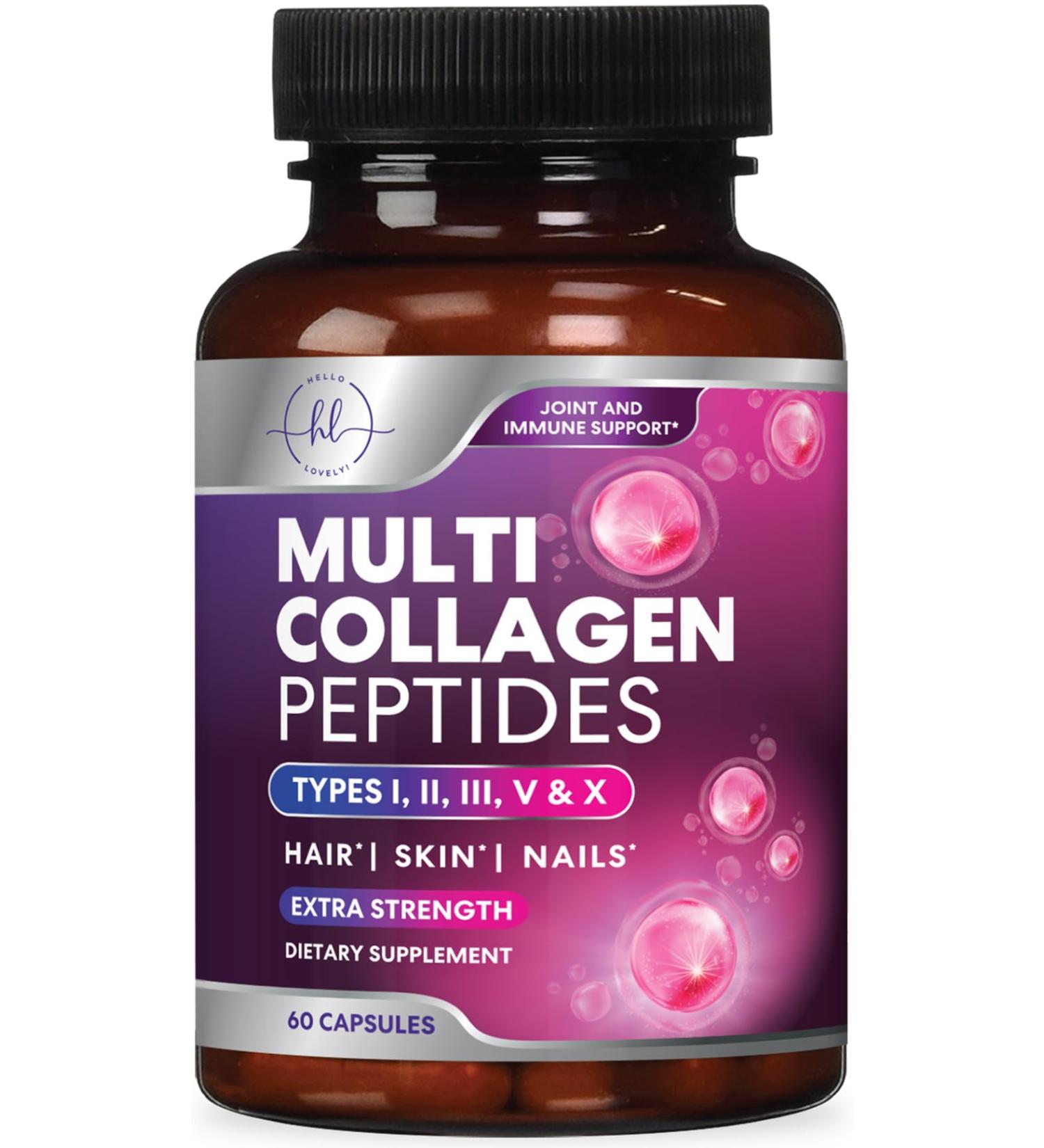 Multi Collagen Supplement 2400 mg - Types I II III V & X Multi Collagen Peptides Pills for Women & Men Hydrolyzed Collagen Supplements Hair Skin Nail & Joint Support Supplement 60 Capsules 60 Count (Pack of 1) - Buy Online on GoSupps.com