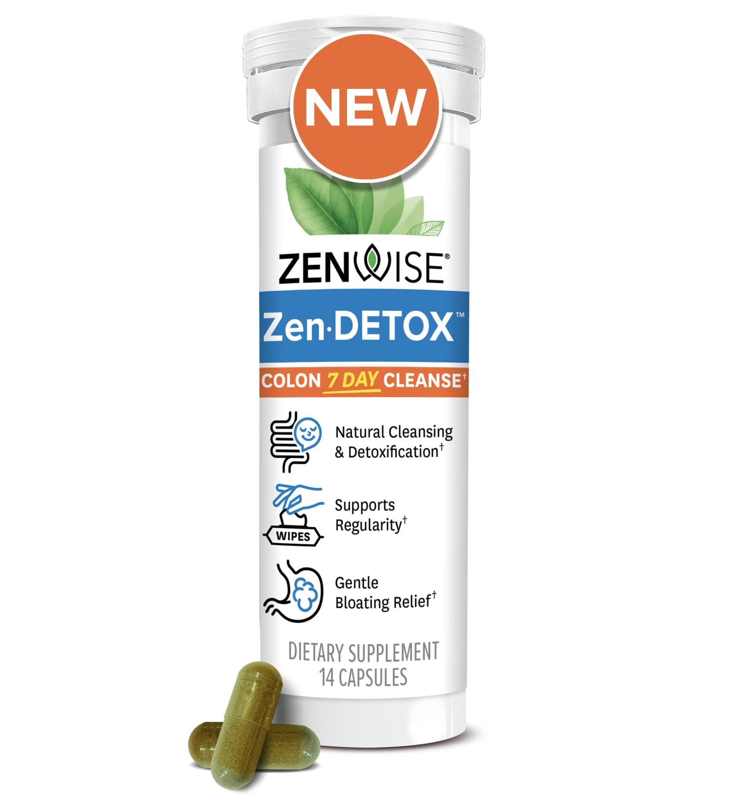 Zenwise Colon 7 Day Gut Cleanse | Detox for Women & Men | Psyllium Husk Senna Leaf Bromelain Ginger & Apple Cider Vinegar | 14 Count - Optimize Your Digestive Health - Buy Online on GoSupps.com