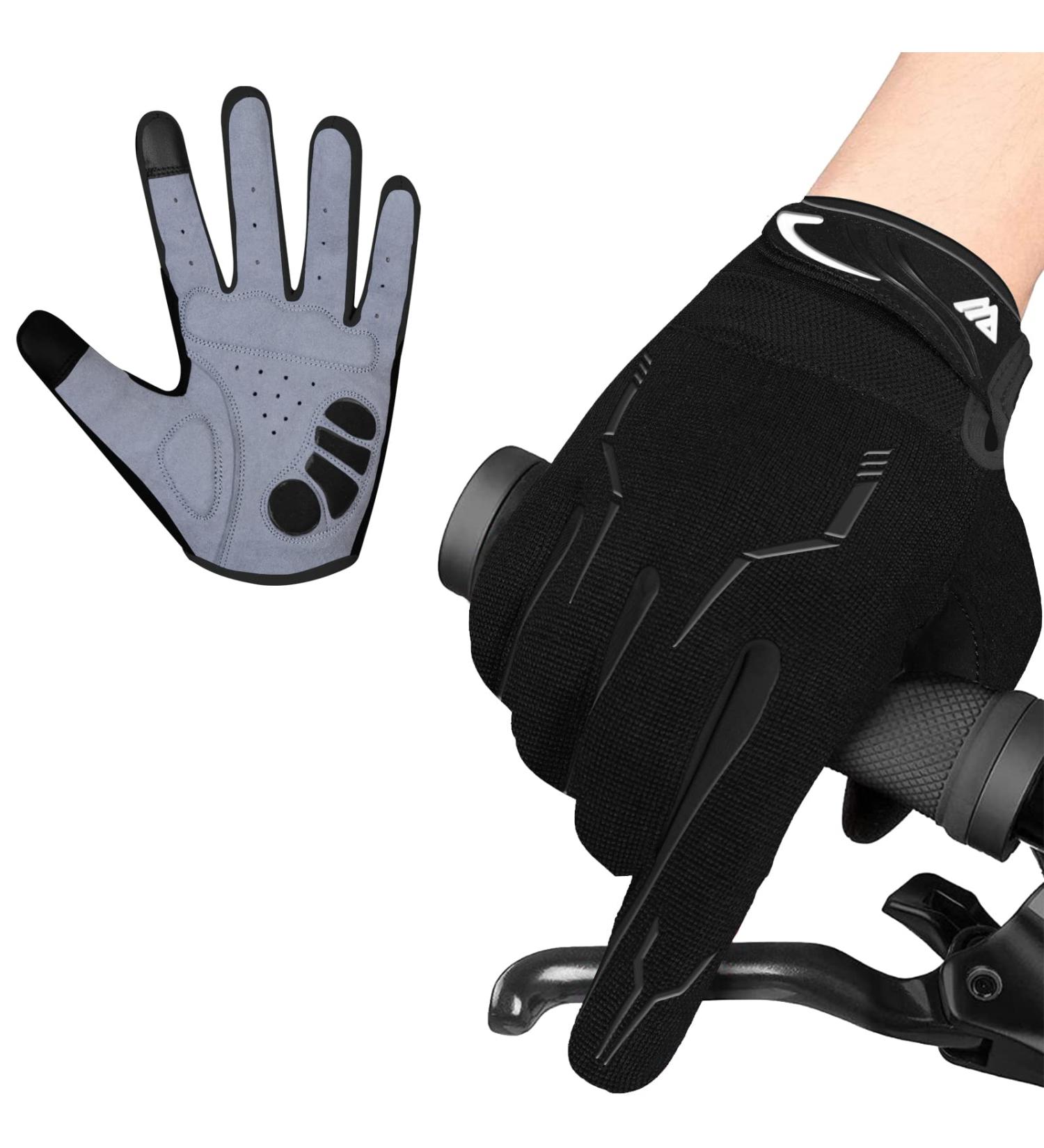 Westwood Fox WFX Vollfinger Mountain Bike Gloves | Touchscreen Padded Anti-Slip Racing Gloves for Men & Women - Black - Buy Online on GoSupps.com