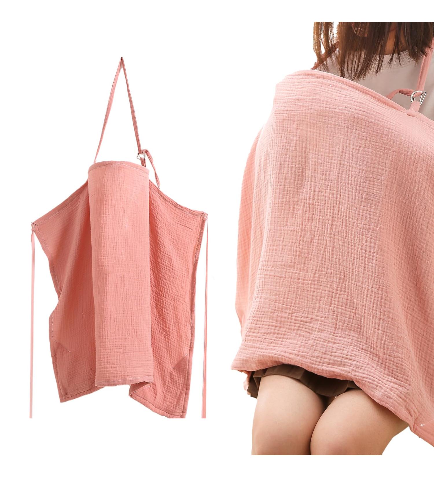 Breathable Cotton Nursing Cover with Adjustable Strap - Lightweight Pink Breastfeeding Shawl for Outdoor Use - Buy Online on GoSupps.com