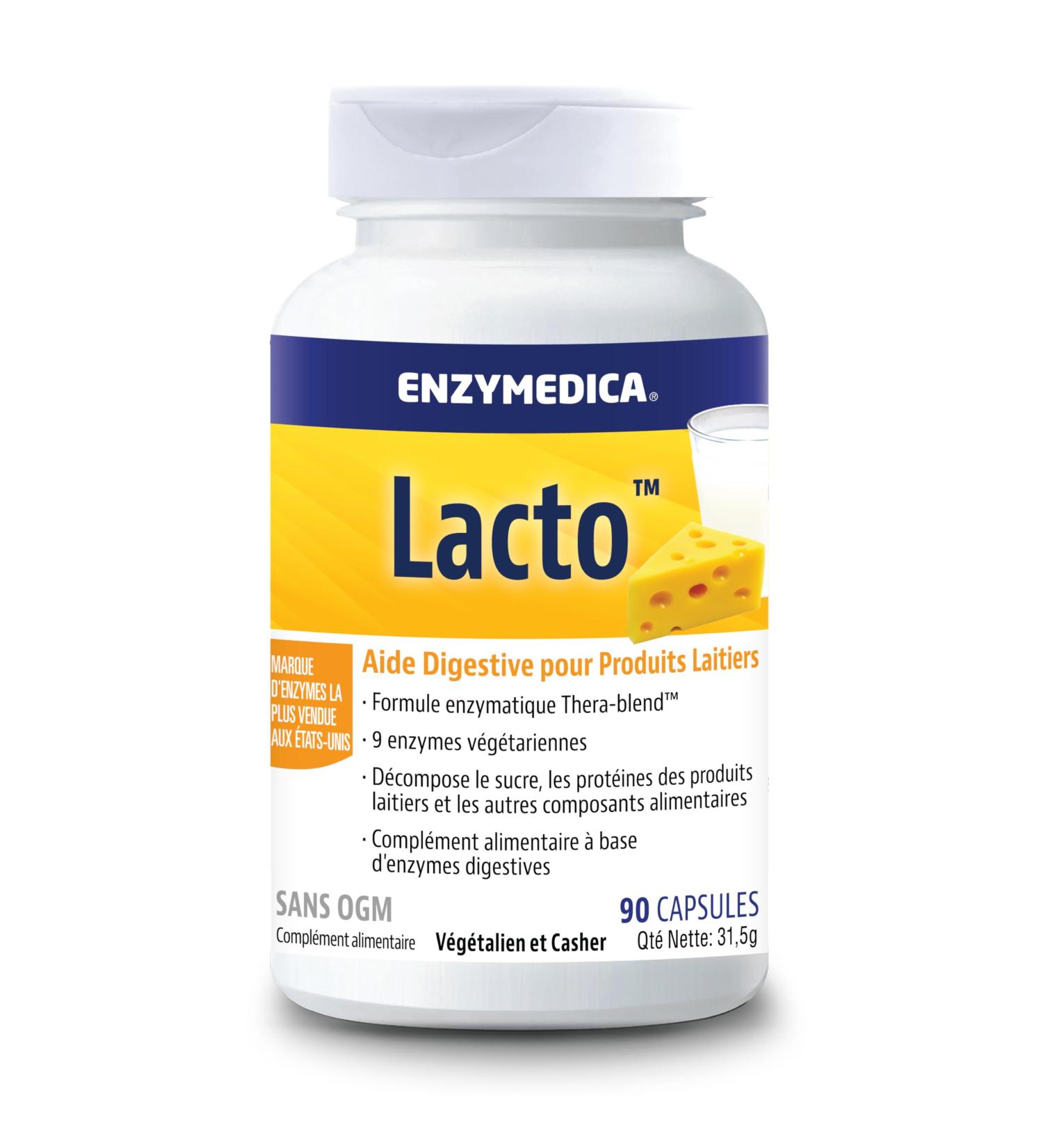Enzymedica Lacto Enzymatic Formula For Lactose And Casein Intolerance Indicated For Cross-Contamination Gluten Free Dairy Free Vegan 90 Capsules - Buy Online on GoSupps.com