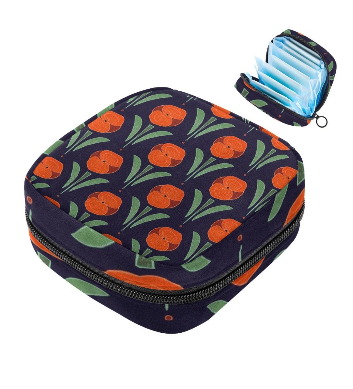Floral Sanitary Napkin Storage Bag | Portable Menstrual Cup Pocket | Stylish & Practical for Teens & Women - Color 9 - Buy Online on GoSupps.com