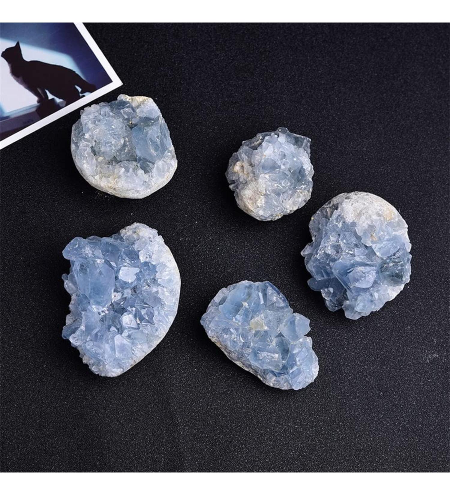 Room Decoration Natural Crystals and Stones Natural Beautiful Madagascar Celestite Crystal Raw Cluster Sky Blue Geode Rough Specimen for Decoration (Size : 80-100g) - Buy Online on GoSupps.com