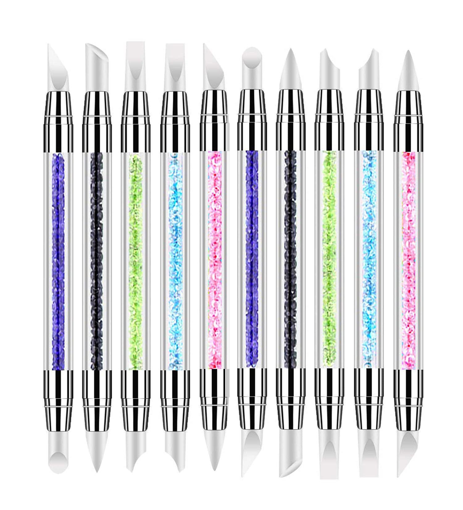 SILPECWEE 10 Pieces Dual Tipped Silicone Nail Tools Nail Art Sculpture Pen Rhinestone Nail Polish Carving Pen Acrylic Nail Brush Nail Art Brushes Nail Painting Kit for Salon DIY - Buy Online on GoSupps.com
