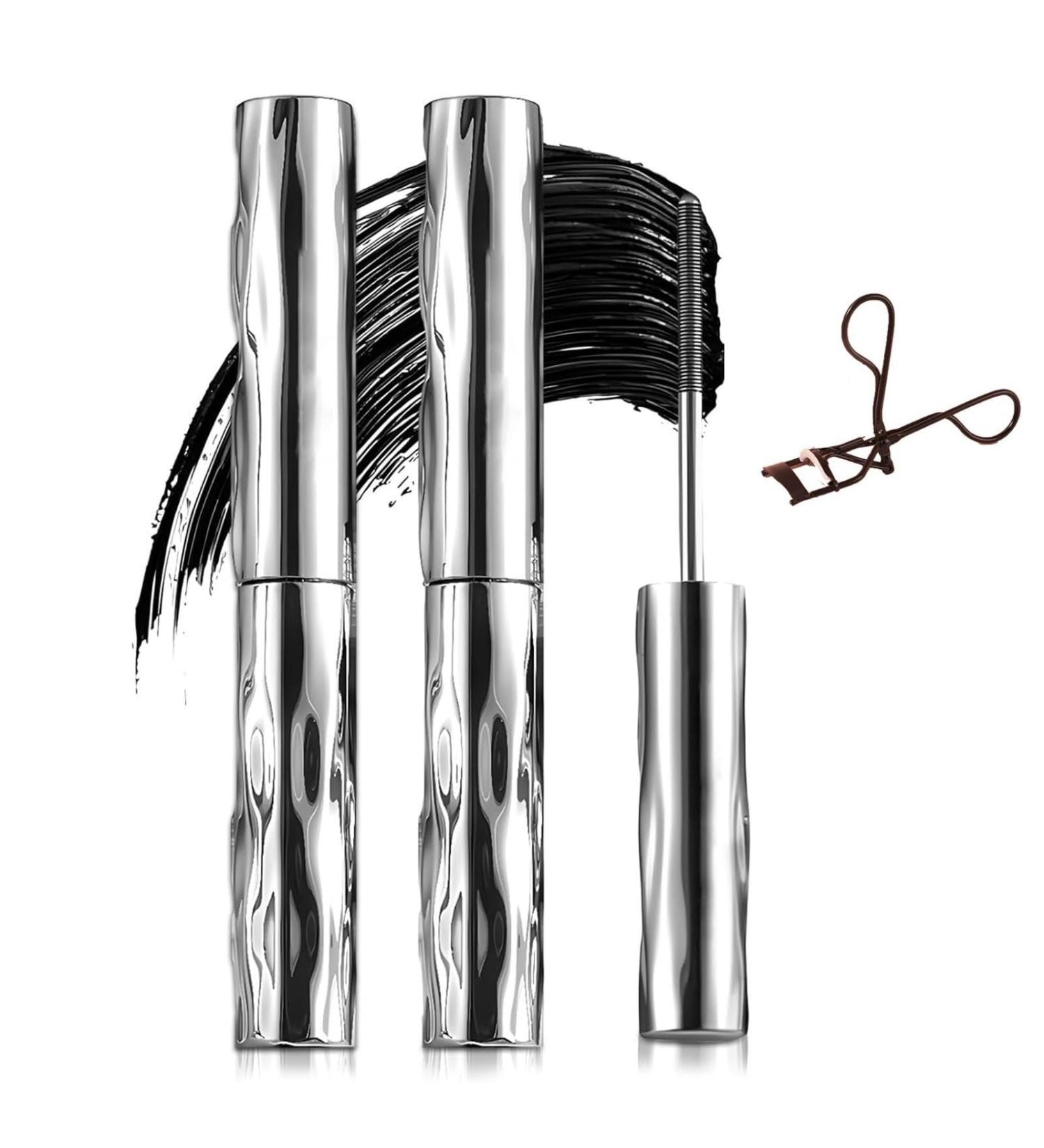 Ultimate Length and Curl Mascara Set 4D Volumizing and Lengthening Mascara with Silk Fibers Anti-Smudge Long-Lasting Gentle on Sensitive Eyes (with Eyelash Curler) (2 pcs) - Buy Online on GoSupps.com