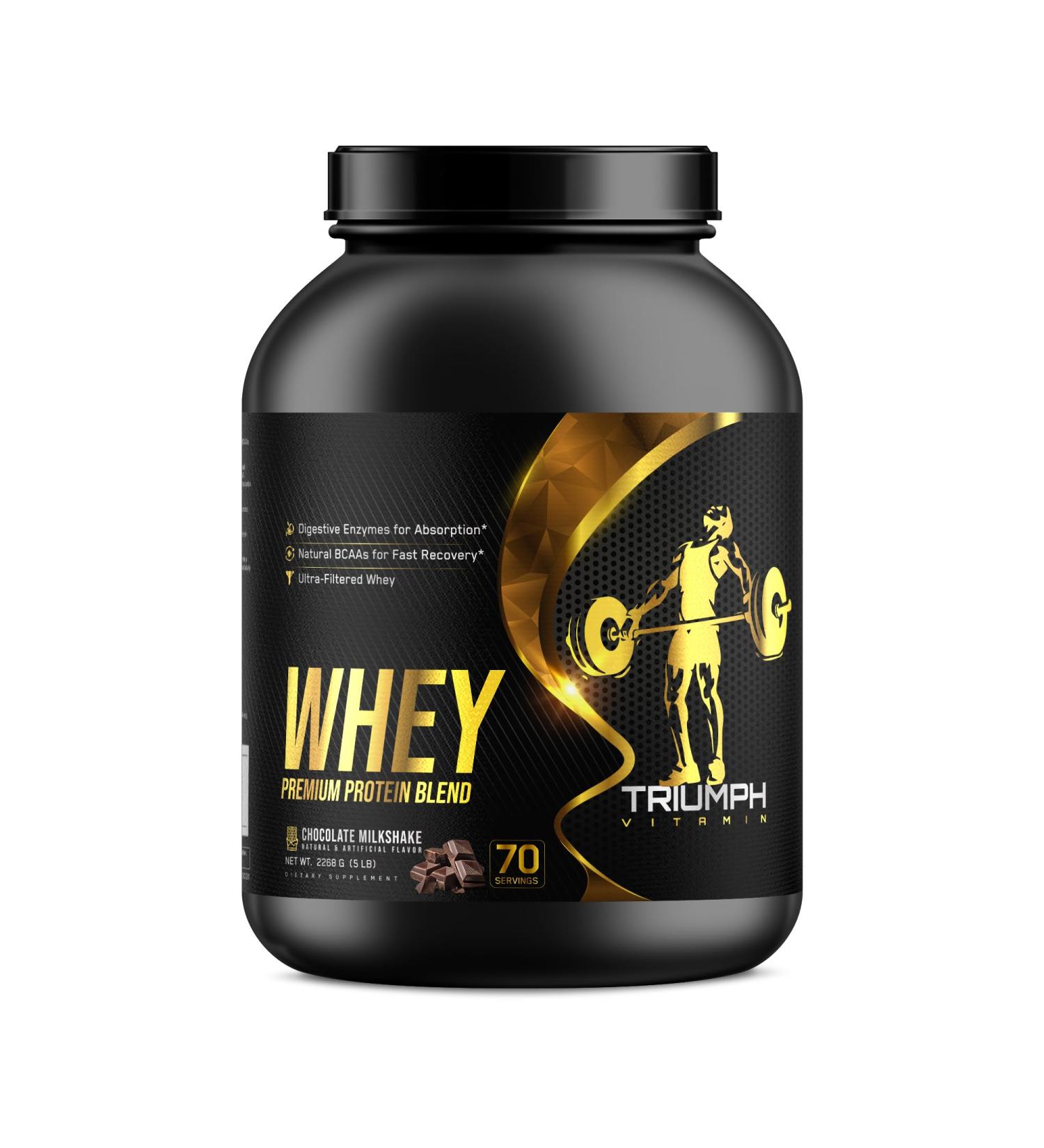 TRIUMPH VITAMIN 5lb Whey Protein Chocolate 70 Servings - Buy Online on GoSupps.com