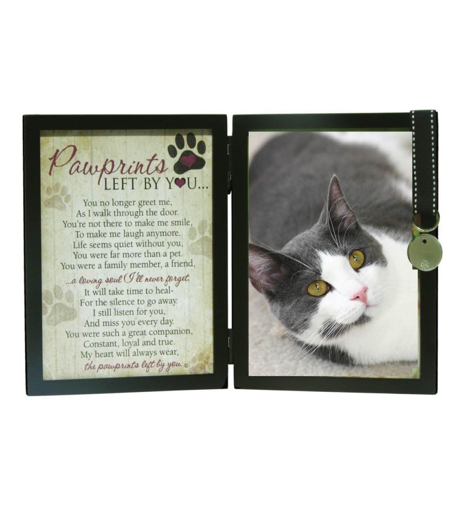 Pawprints Pet Memorial 5x7 Frame for Cats | Pawprints Left by You Poem | Pet Tag Included - Buy Online on GoSupps.com