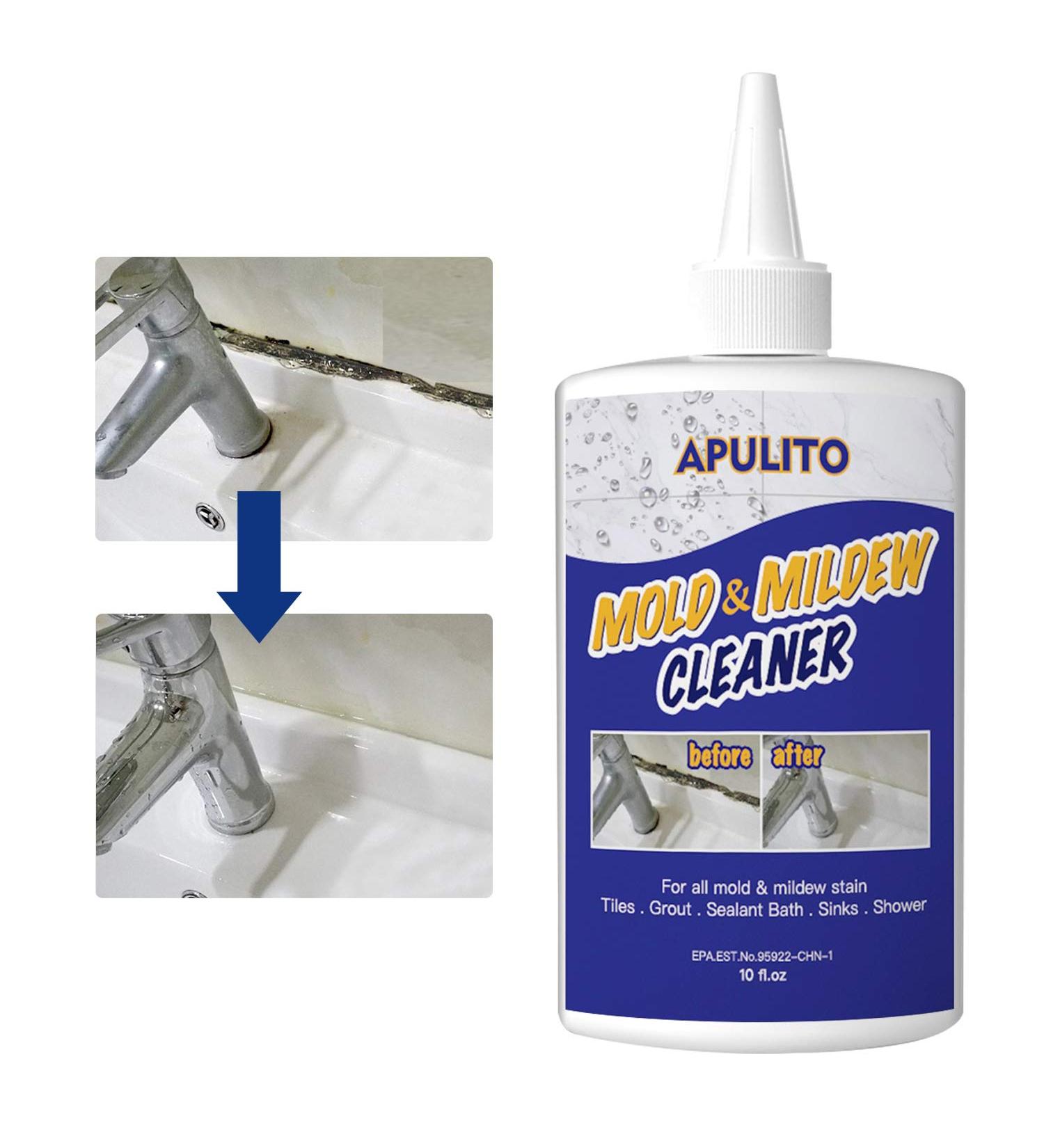 APULITO Home Mold Stain Cleaning Gel - 10 Fl Oz - Bathroom & Kitchen Mildew Cleaner - Buy Online on GoSupps.com