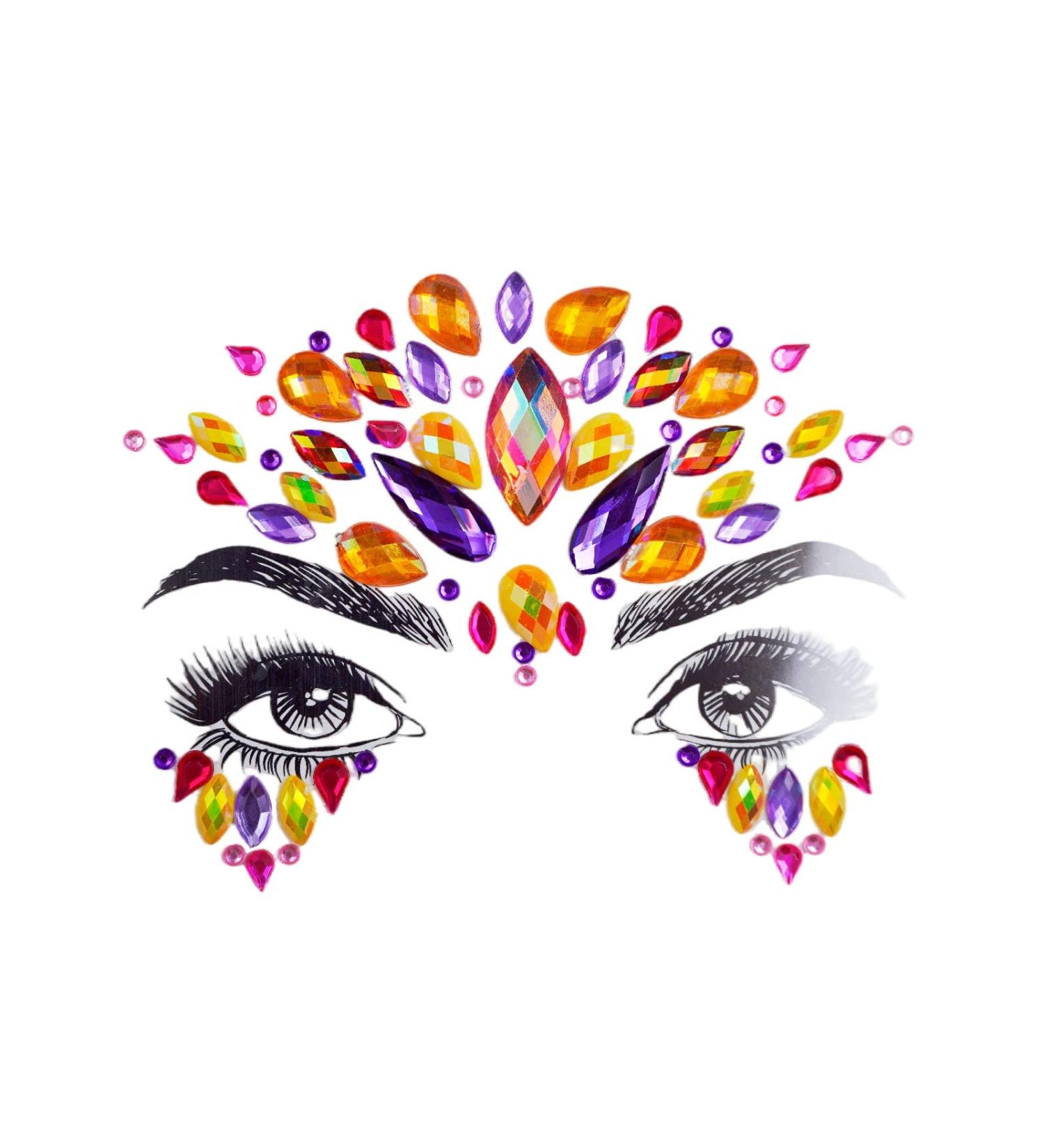 Festival Face Gems - Self-Adhesive Rhinestone Stickers for Halloween & Carnival | Fashion Jewelry for Pride Parties (Gold - Buy Online on GoSupps.com