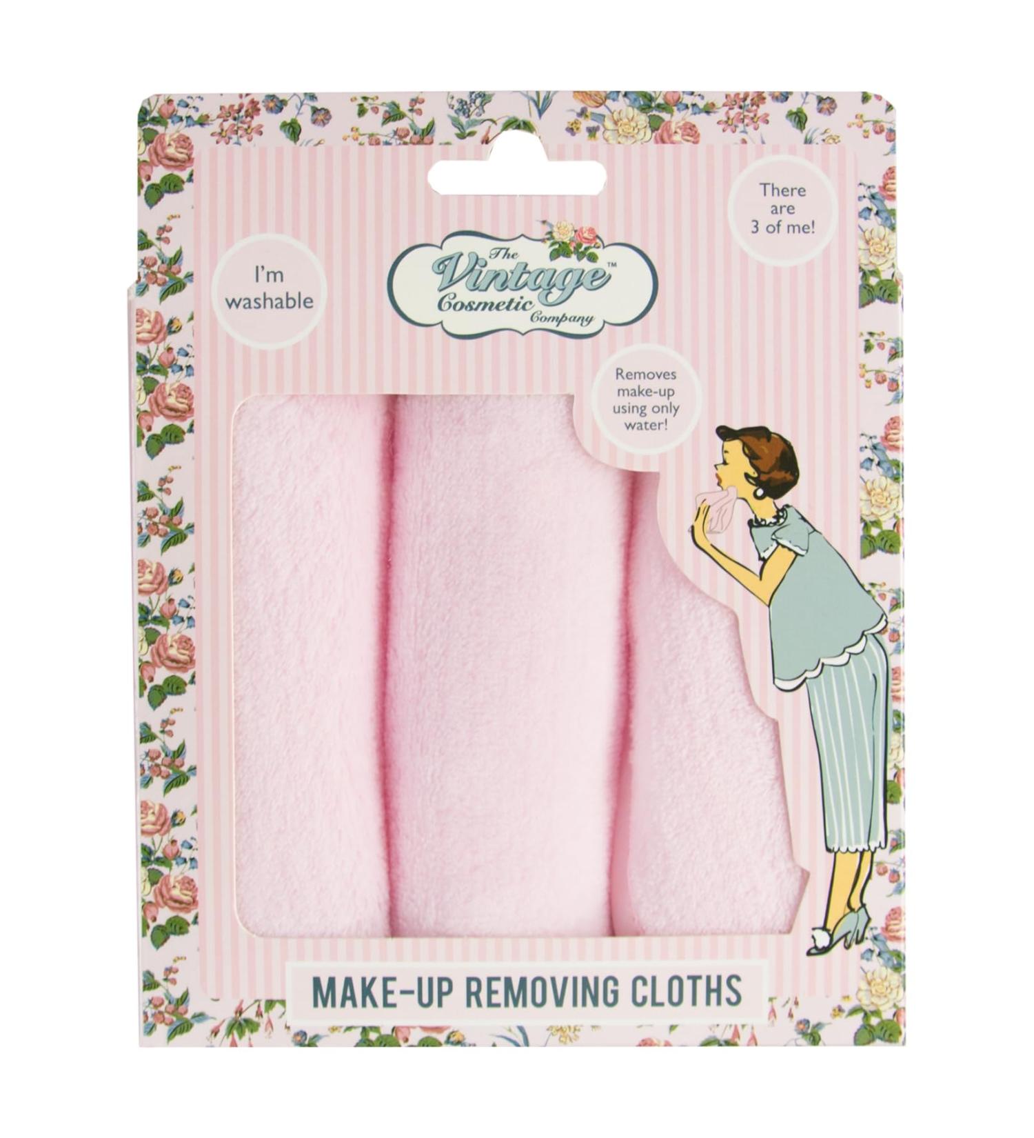 Buy Vintage Cosmetic Company Make-Up Remover Doken | Reusable Microfiber Wipes | Pink Skincare Towels - 3 Pack - Buy Online on GoSupps.com