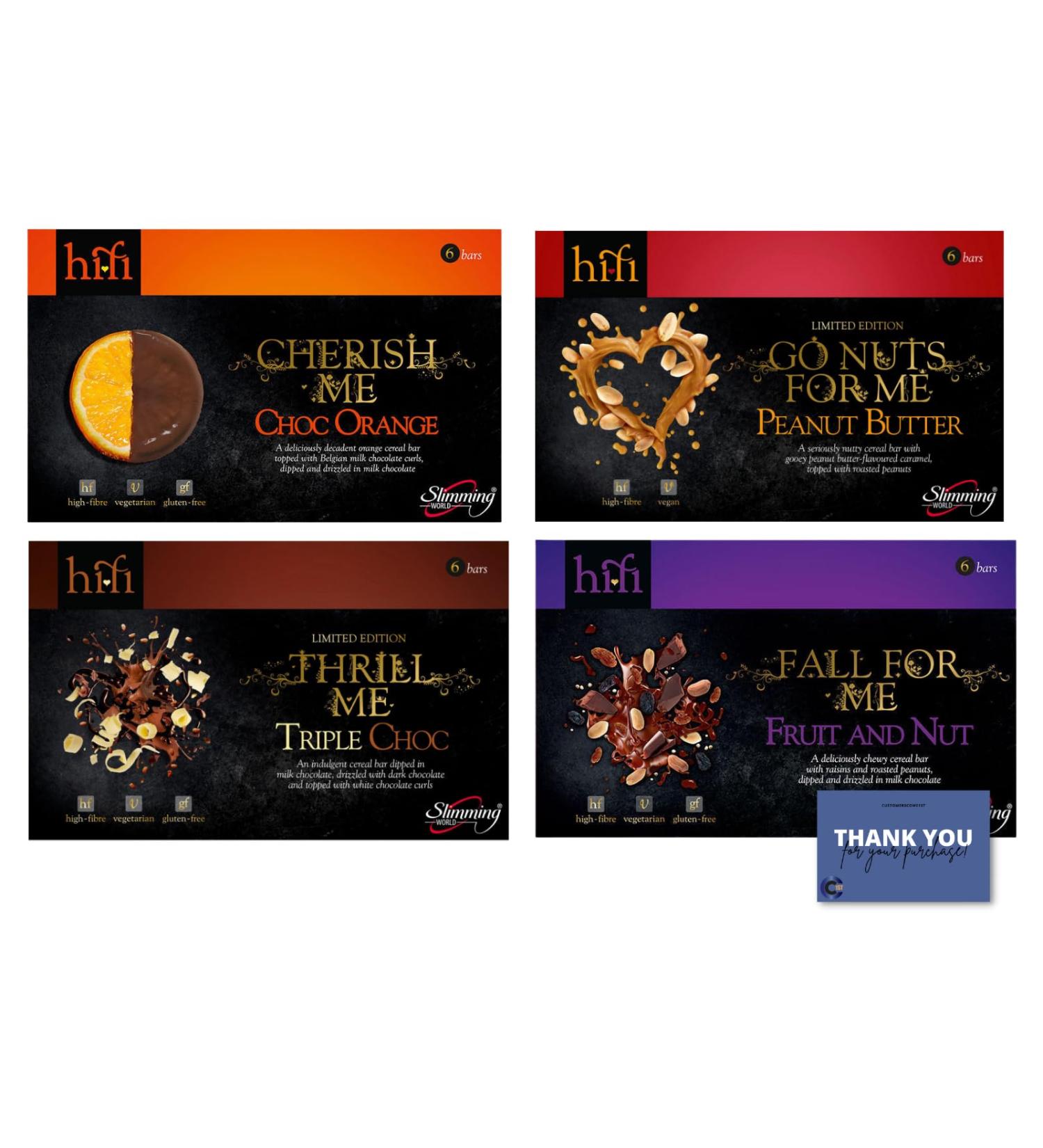 Slimming World Hifi Bars Variety Pack - Triple Choc Choc Orange Fruit And Nut Peanut Butter (6 Bars Each) - Buy Online on GoSupps.com