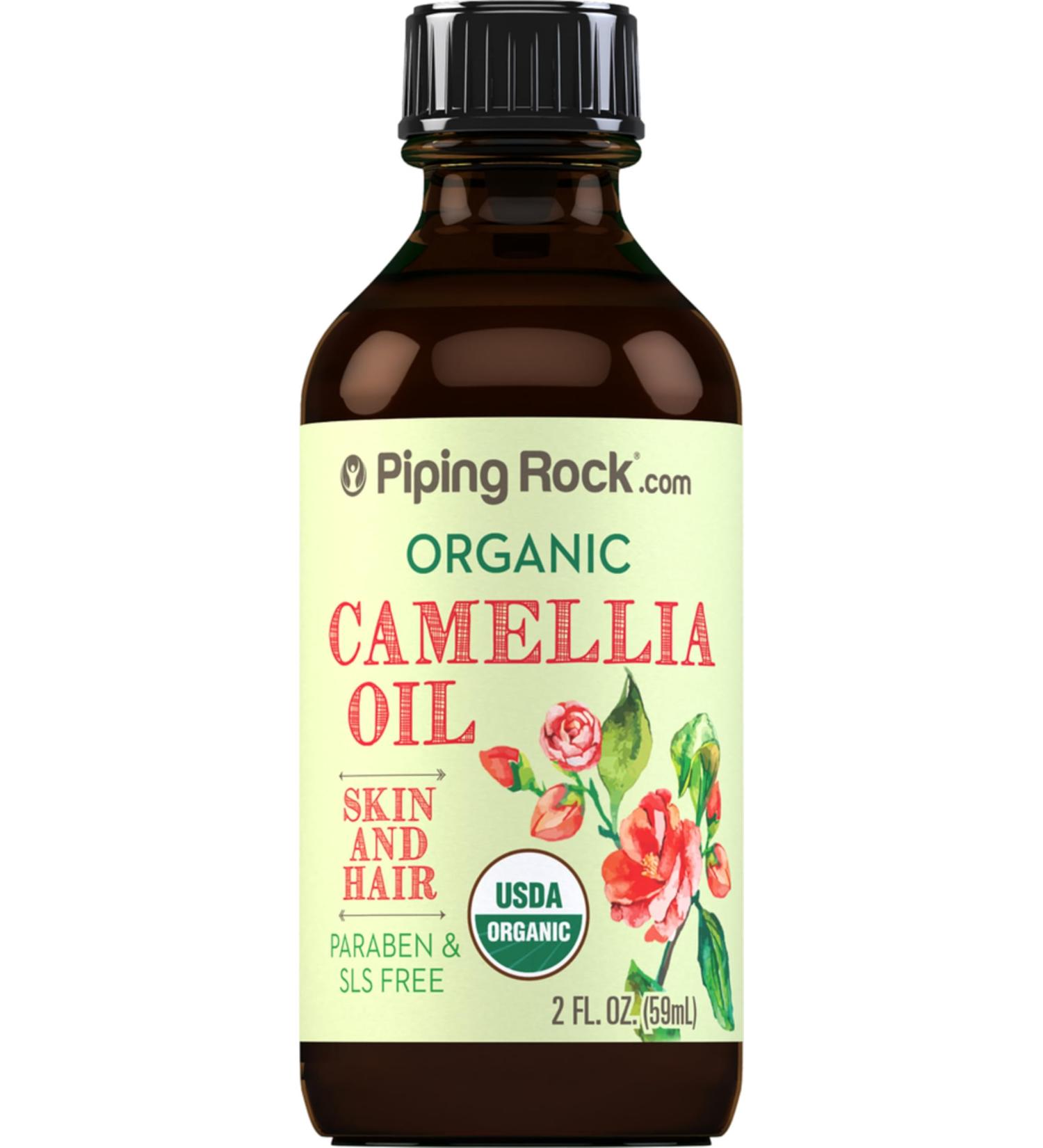 Piping Rock Organic Camellia Seed Oil | 2 fl oz | Moisturizer for Hair and Skin | Paraben and SLS Free