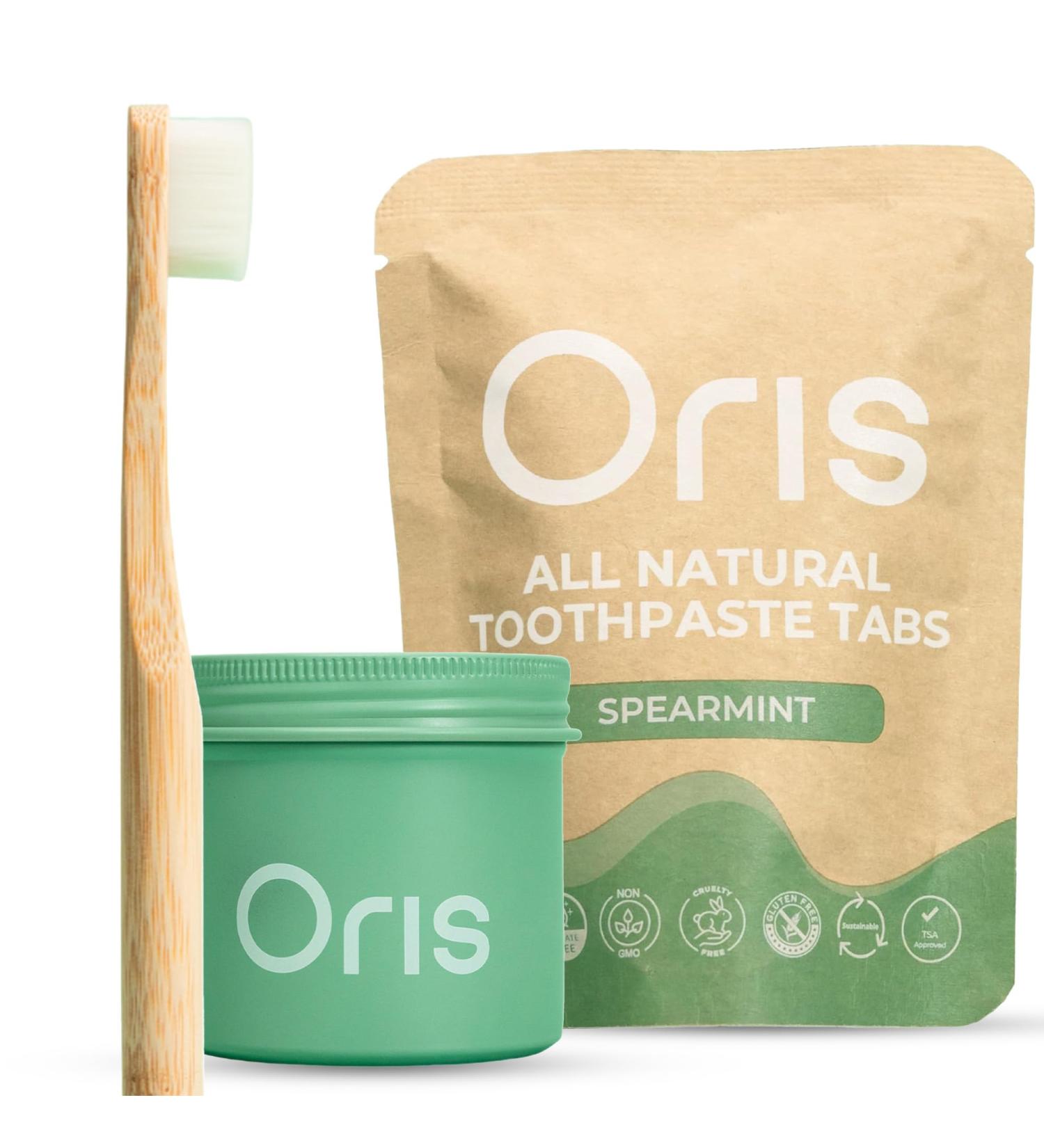 Oris Starter Bundle 1 Month Supply: Natural Toothpaste Tablets | Fluoride-Free Travel-Friendly Kid-Safe with Enamel-Strengthening Nanohydroxyapatite (62 Count (Pack of 1) Spearmint) Spearmint 62 Count (Pack of 1) - Buy Online on GoSupps.com