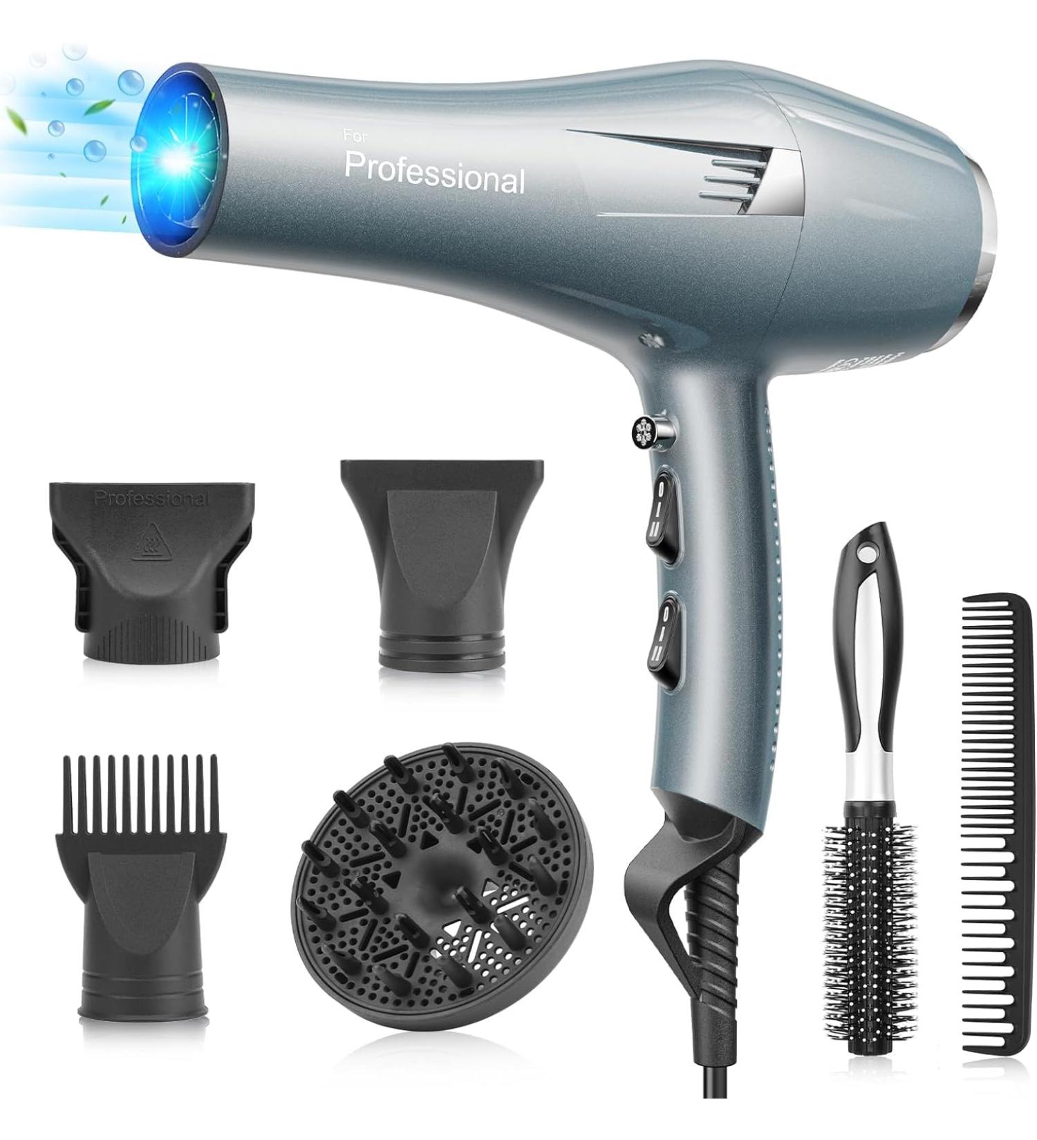 FaszinCare Professional Hair Dryer with Ion Diffuser and Comb - 2 Speeds, 3 Heat Settings (Blue) - Buy Online on GoSupps.com
