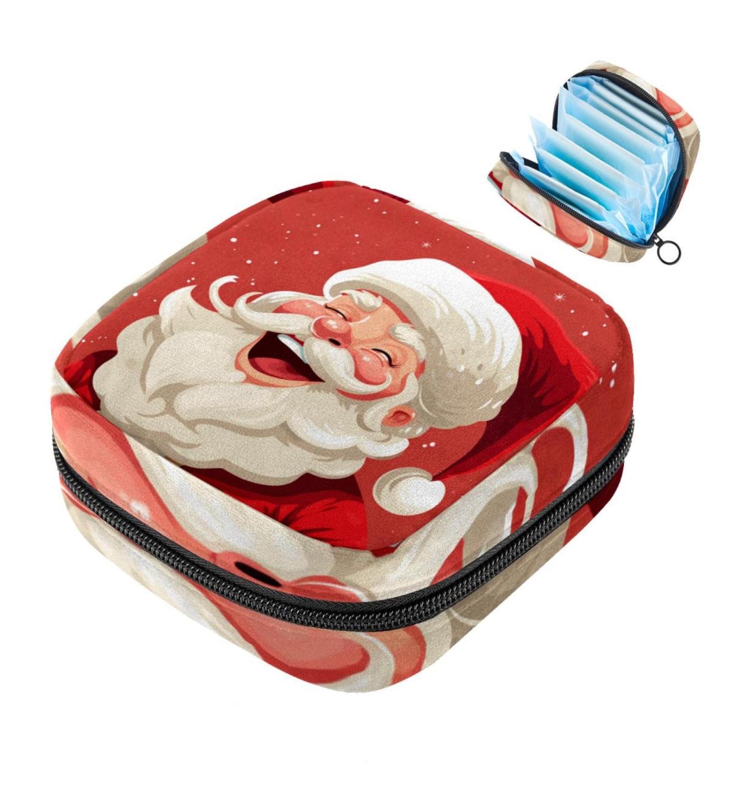 Muoooum Santa Claus Sanitary Napkin Storage Bag - Portable Menstrual Cup Zipper Bag for Teens & Women | Color 7 4.7x6.6 in - Buy Online on GoSupps.com