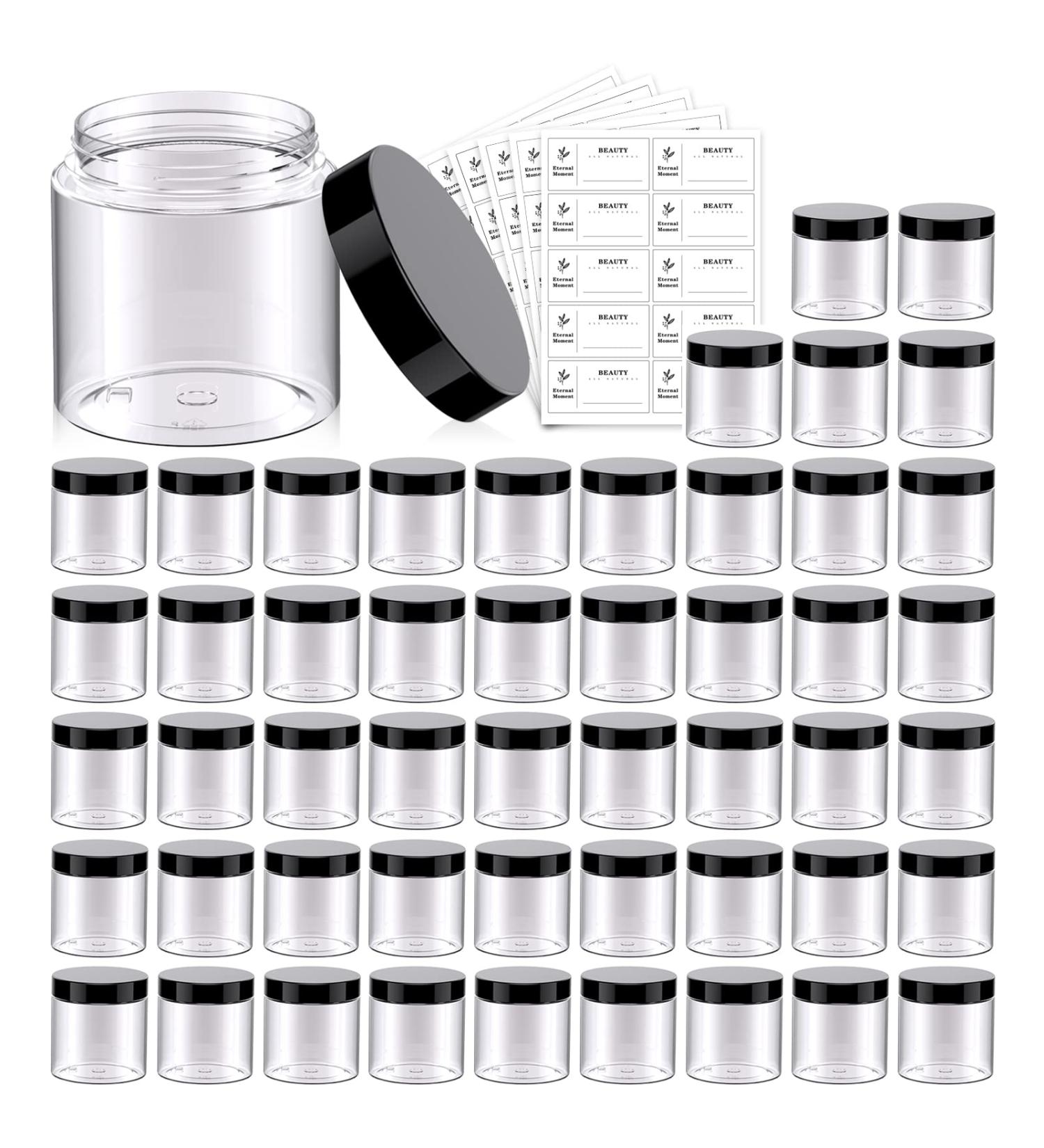 50 Pack 4 oz Clear Plastic Cosmetic Jars with Lids - Eternal Moment Slime Jars for Makeup, Lotion, Ointments - Travel Storage Containers - Buy Online on GoSupps.com