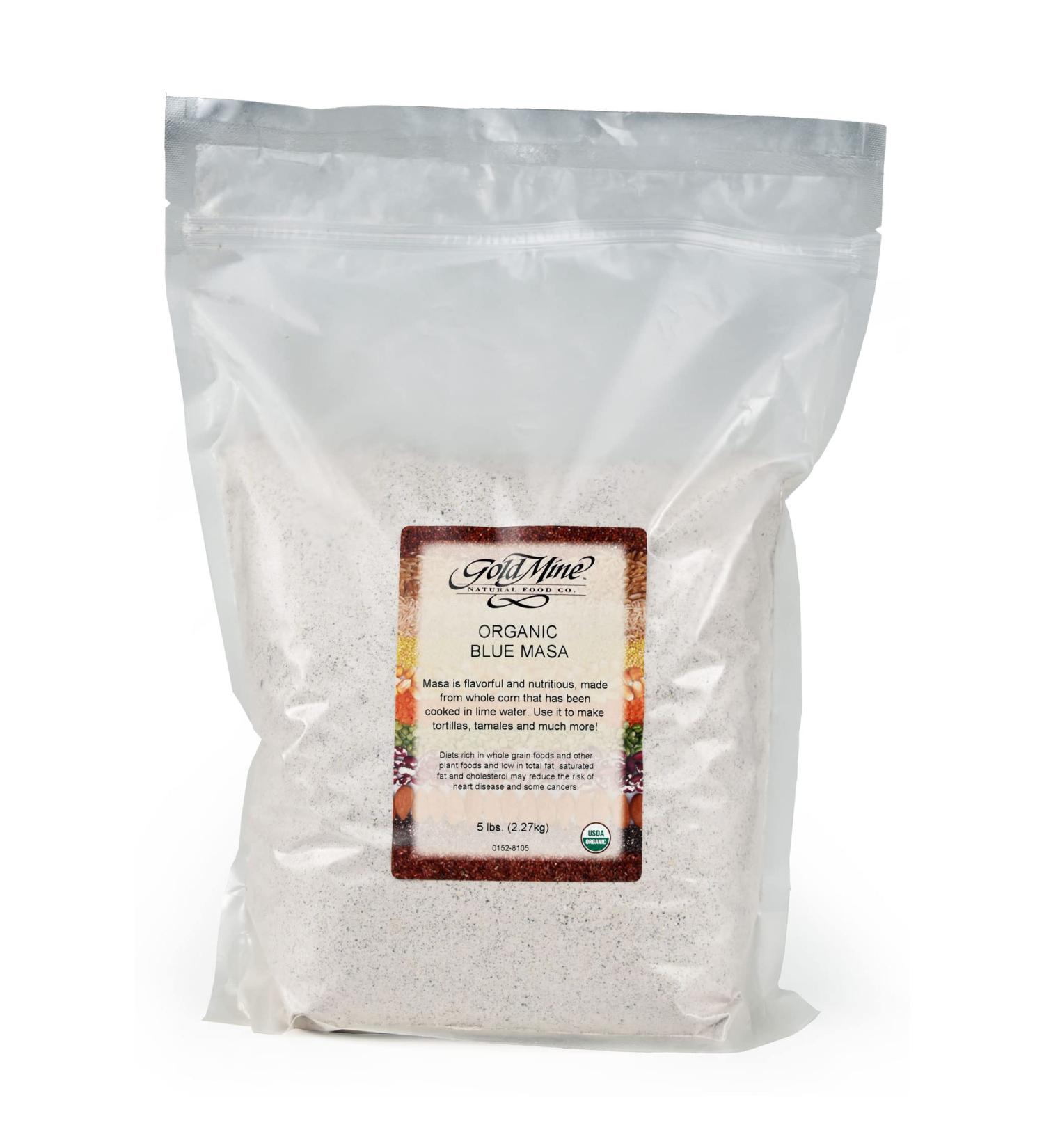 Gold Mine Blue Corn Masa Harina - Macrobiotic, Vegan, Kosher & Gluten-Free - 5 LBS (80 oz) - Perfect for Healthy Mexican Dishes - Buy Online on GoSupps.com