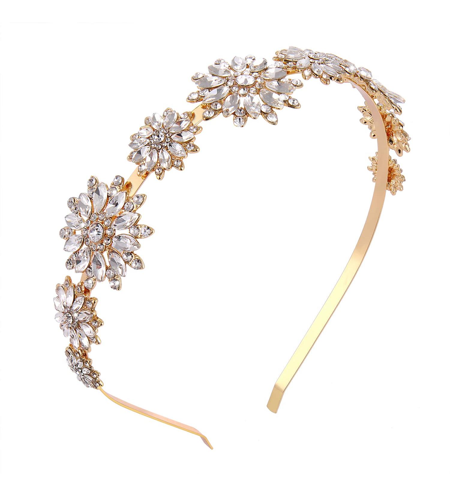Sparkling Rhinestone Flower Crown Headband for Women & Girls - Bridal Wedding Hair Accessory - Buy Online on GoSupps.com