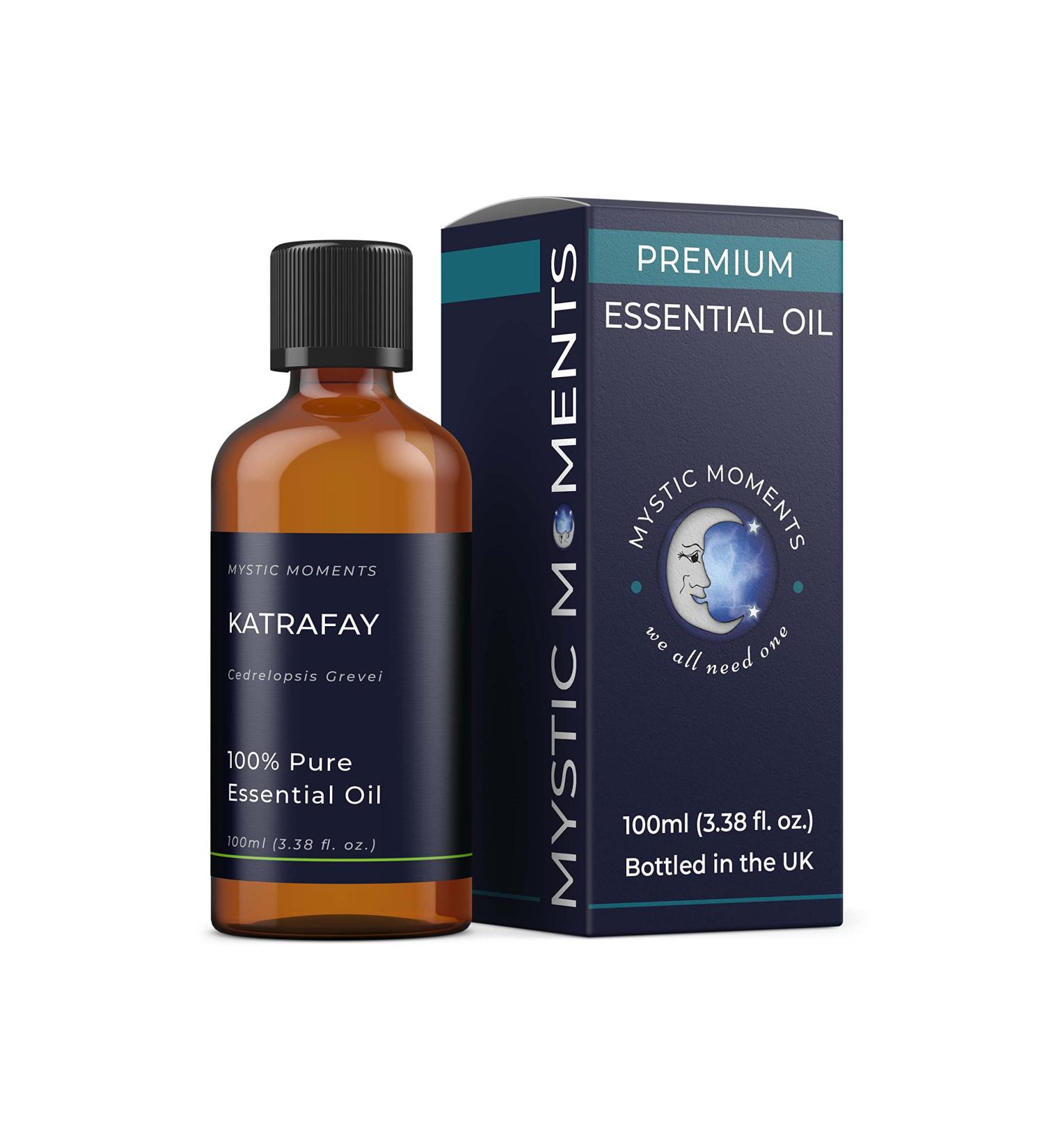 Mystic Moments Katrafay Essential Oil 100ml - Pure Natural Vegan Oil for Diffusers Aromatherapy Massage Blends | GMO Free - Buy Online on GoSupps.com