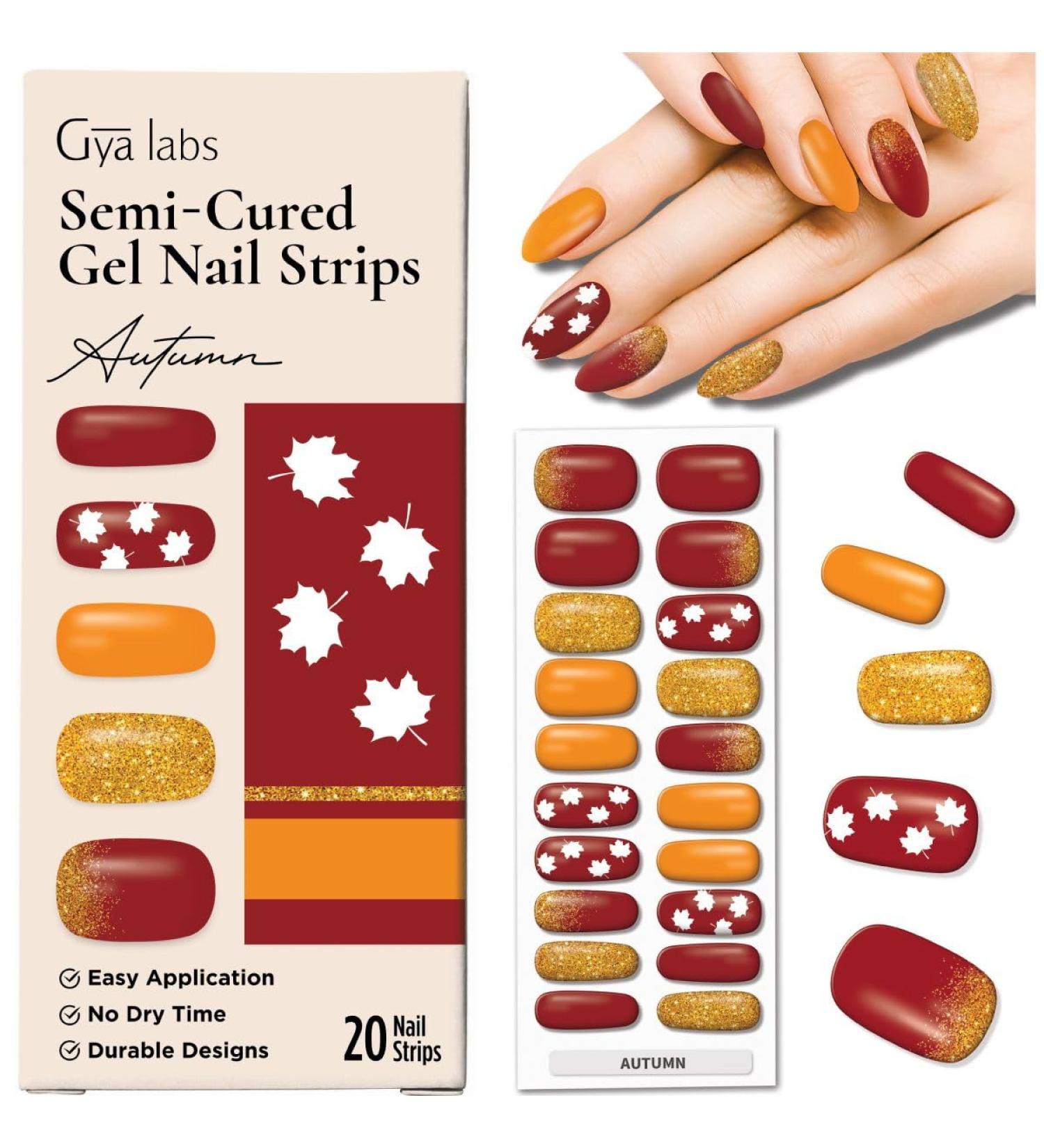 Gya Labs Nail Stickers - Autumn Seasonal Collection for Long Lasting Nail Art (20 Pcs) - Buy Online on GoSupps.com
