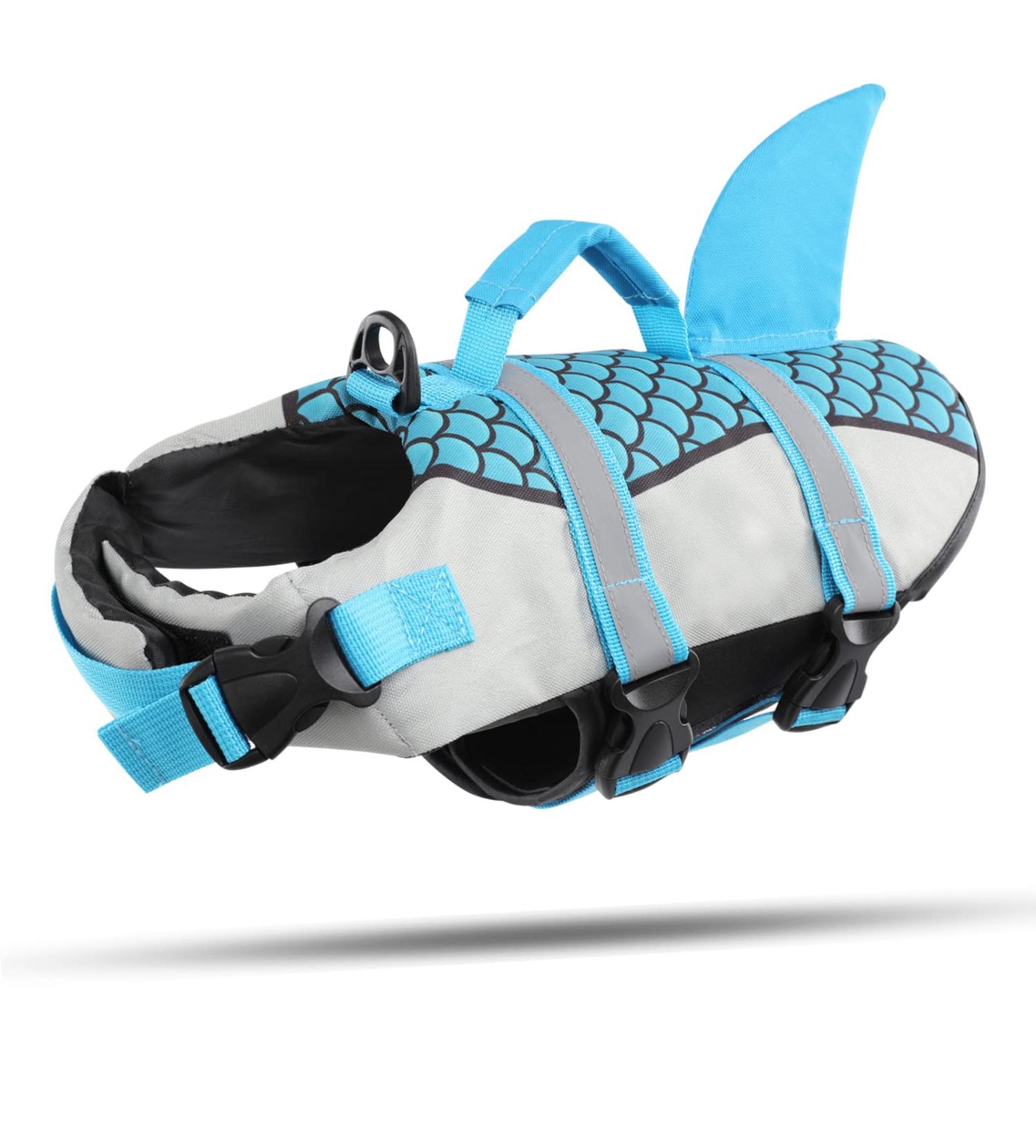 Cit toile Dog Swimming Vest - Shark Design Reflective Life Jacket for Small to Large Dogs | Protect Dogs in Water | Blue (L) - Buy Online on GoSupps.com