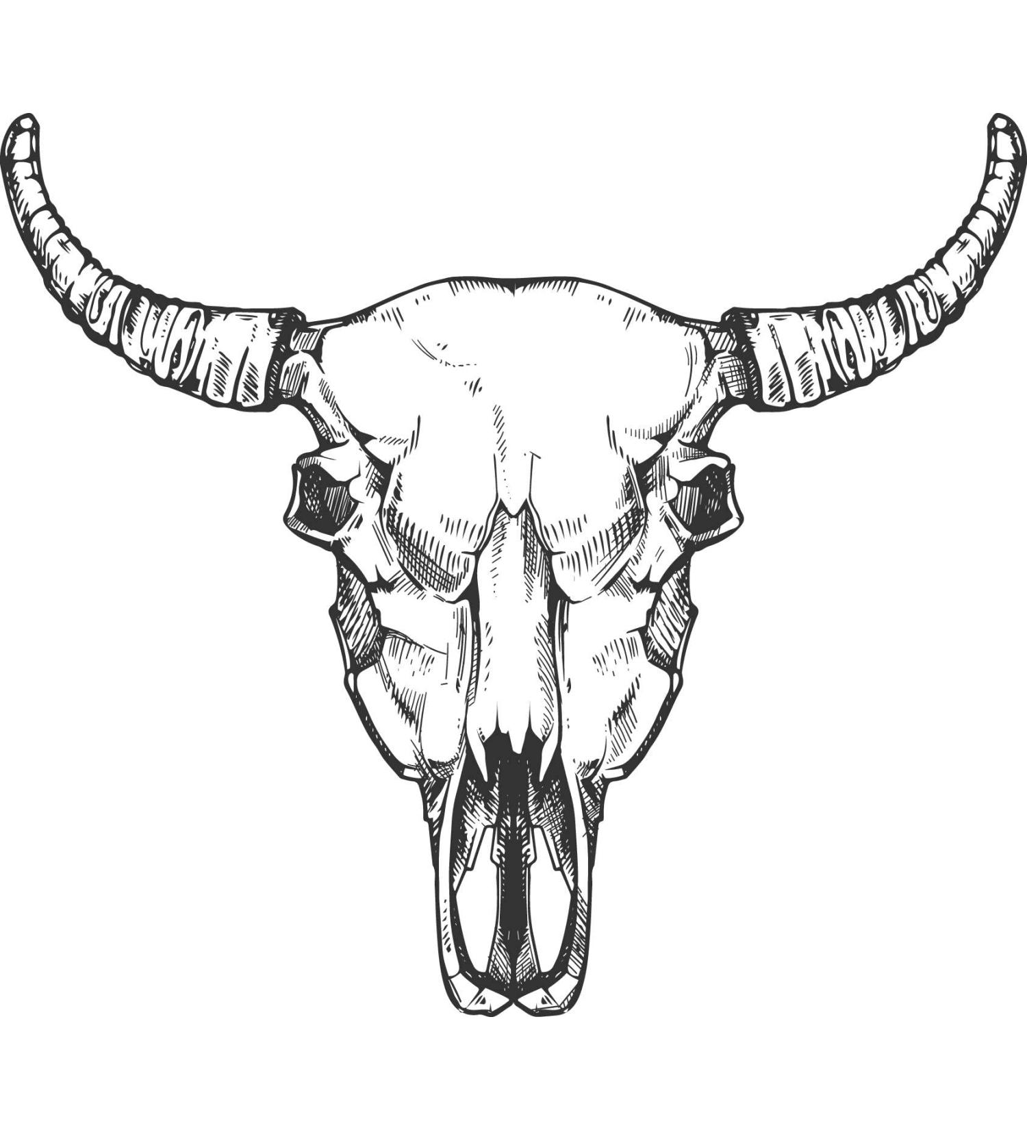 Dopetattoo 6 Sheets Temporary Tattoos - Buffalo Skull Sketch Bull Bones Design for Men and Women - Neck, Arm, Chest - Easy to Apply, Long Lasting - Buy Online on GoSupps.com