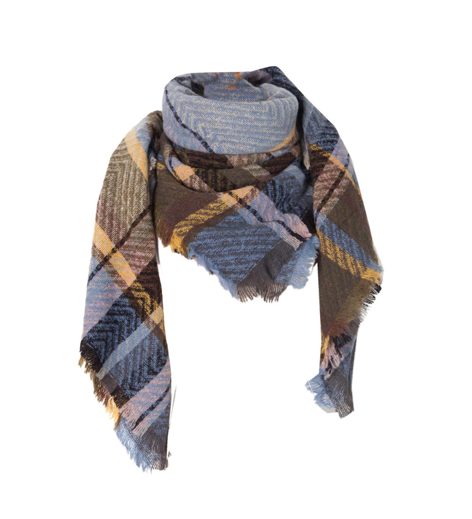 Cozy Women's Triangular Scarf - Button Towel Cotton Cold Weather Blue Pattern - Buy Online on GoSupps.com