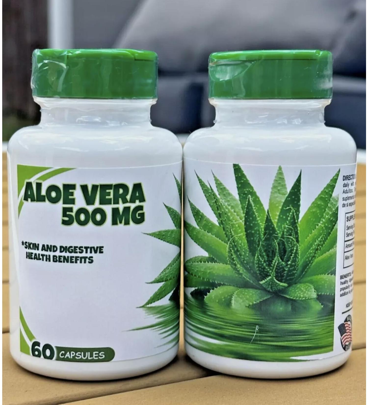 New Aloe Vera 500mg Extract Capsules Skin Detox Cleaning & Digestive Support Pills 60 Capsules 1 Bottle - Buy Online on GoSupps.com