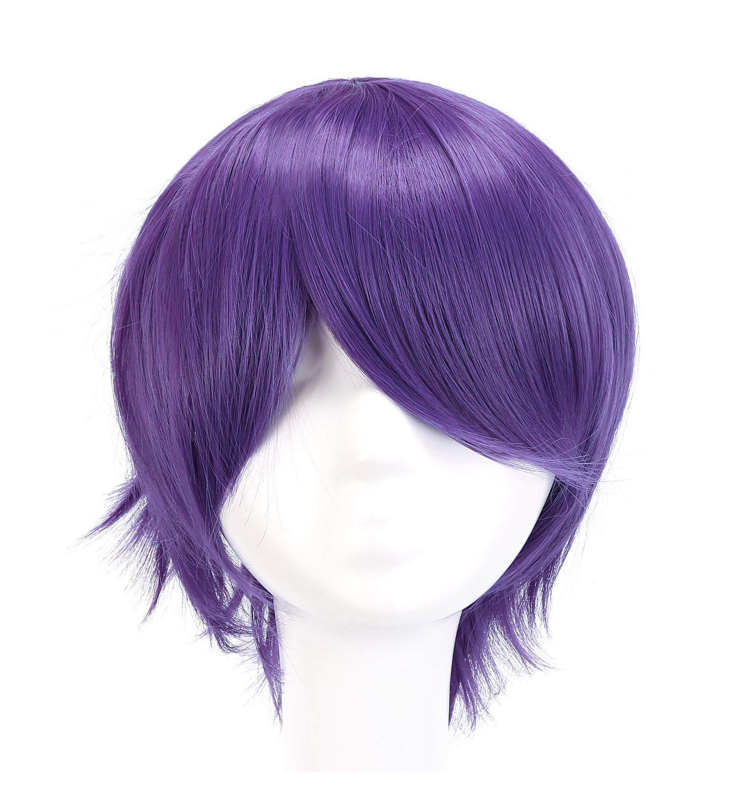 MapofBeauty 12 Purple Short Straight Wig for Men - Cosplay Costume Hairpiece - Buy Online on GoSupps.com