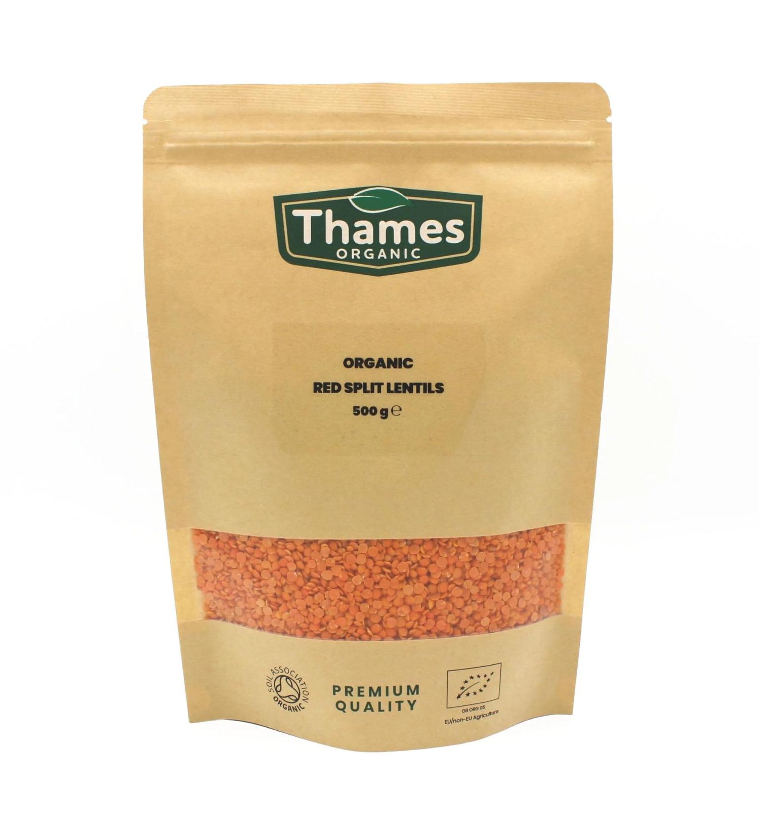 Organic Red Split Lentils - High Fibre High Protein No Additives No Preservatives Raw Vegan GMO-Free Certified Organic - Perfect for Soups Curries - Thames Organic 500g 500 g (Pack of 1) - Buy Online on GoSupps.com