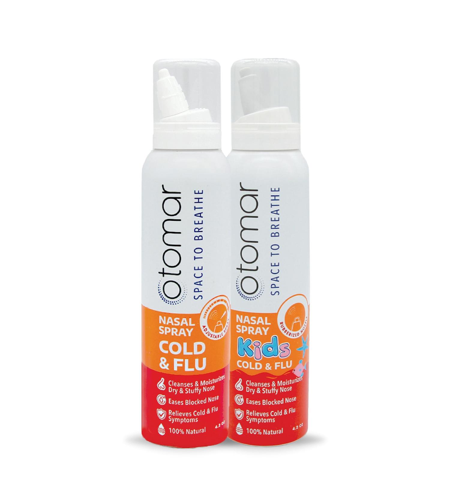OTOMAR Family FLU Nasal Sprays - 4.2oz Cold & Flu Relief for Adults and Kids - Buy Online on GoSupps.com