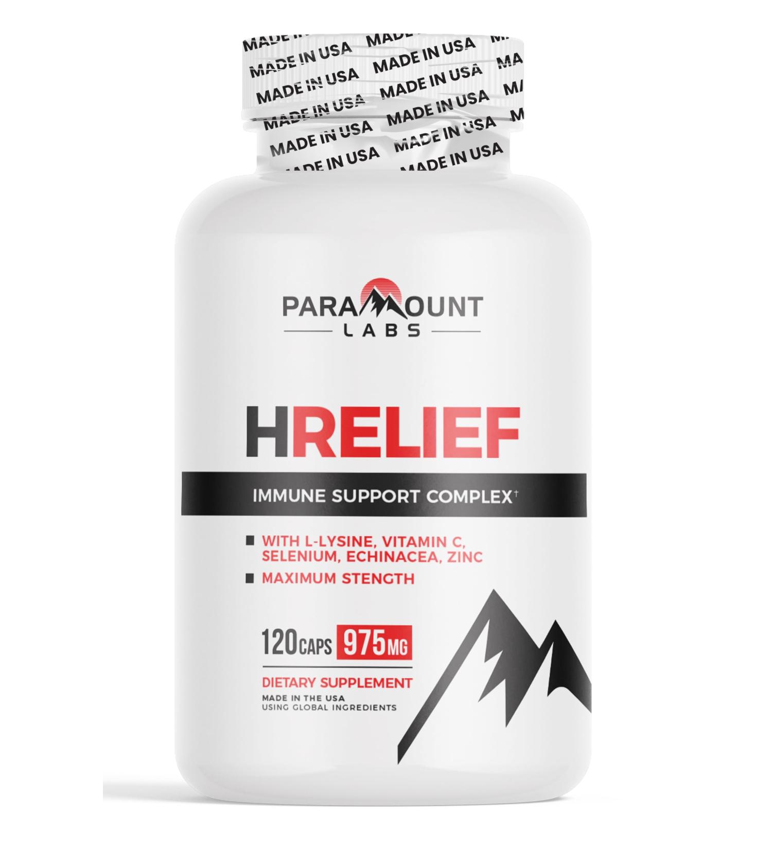 Premium HRelief Treatment Supplement - Advanced Immune Health Support for Adults | Super Lysine Pills Zinc & Vitamin C - 120 ct - International Shipping Available - Buy Online on GoSupps.com