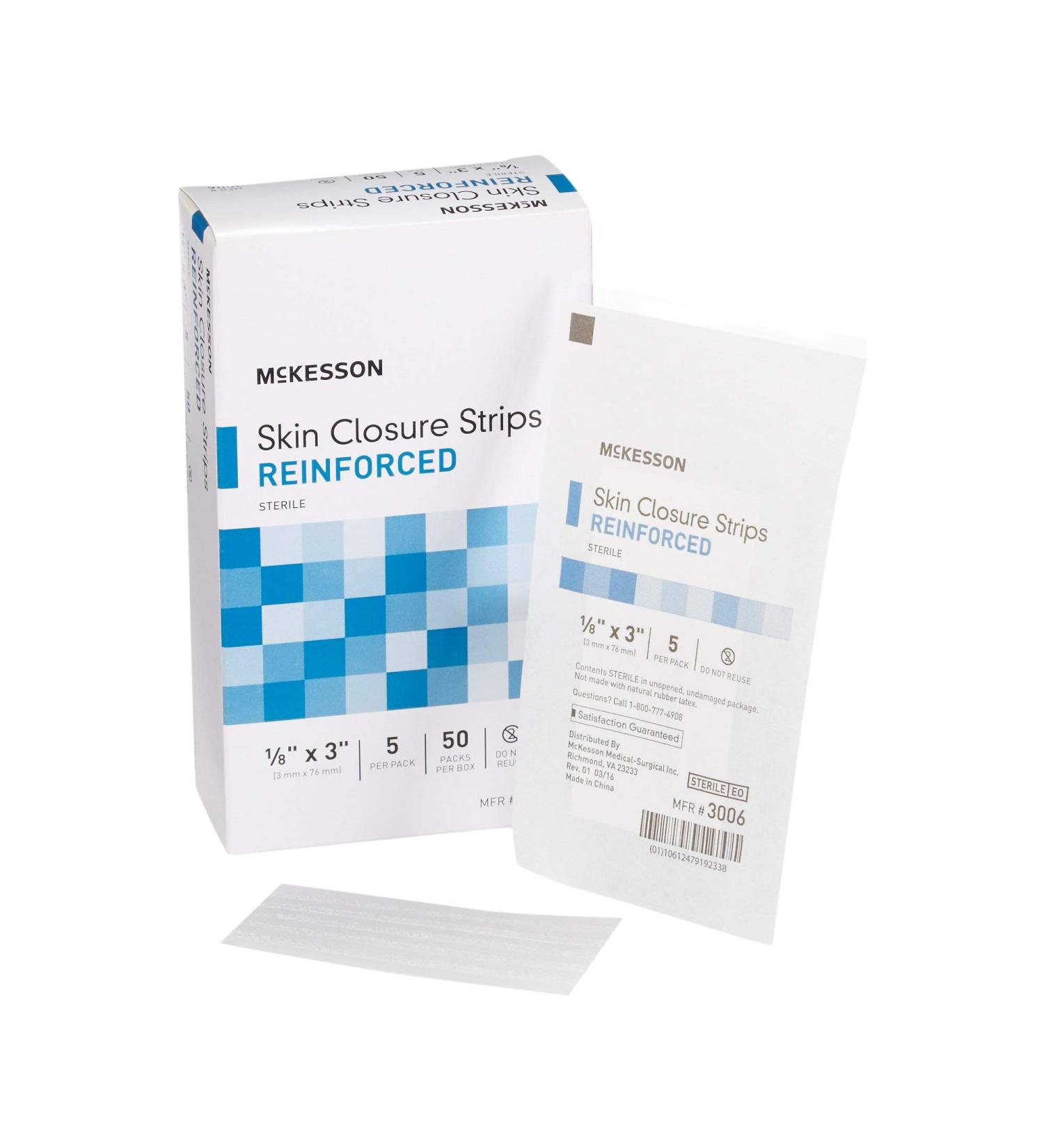 McKesson Skin Closure Strips 1/8 x 3 50 Count - Sterile Reinforced - Buy Online on GoSupps.com